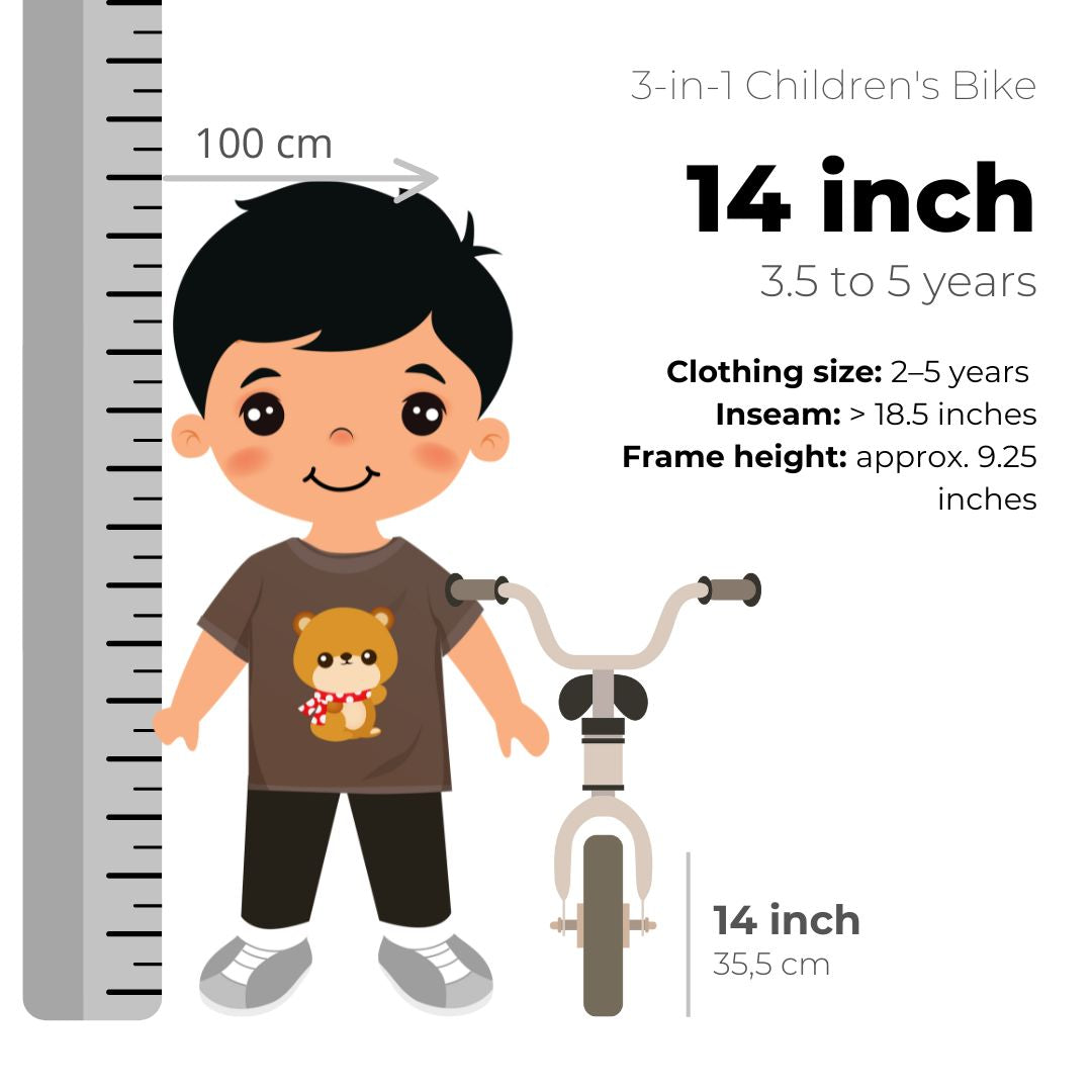 Deryan Turbo 3-in-1 Kinderfiets 14 inch