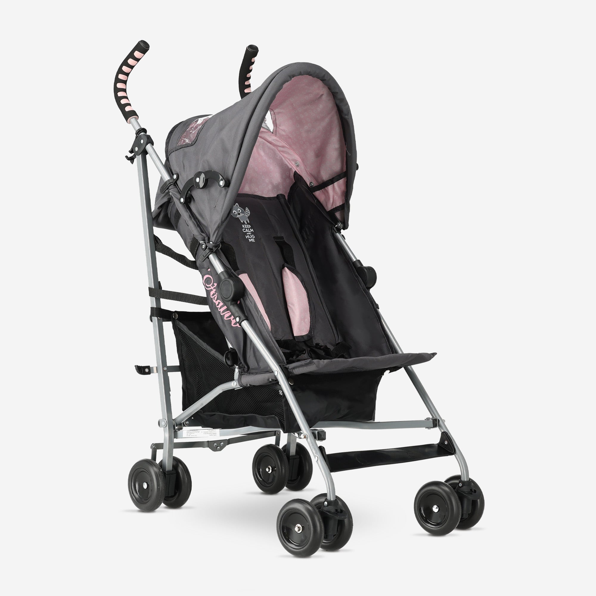 Asalvo Buggy - Paraplu Buggy - Compact Inklapbaar - Grijs/Roze