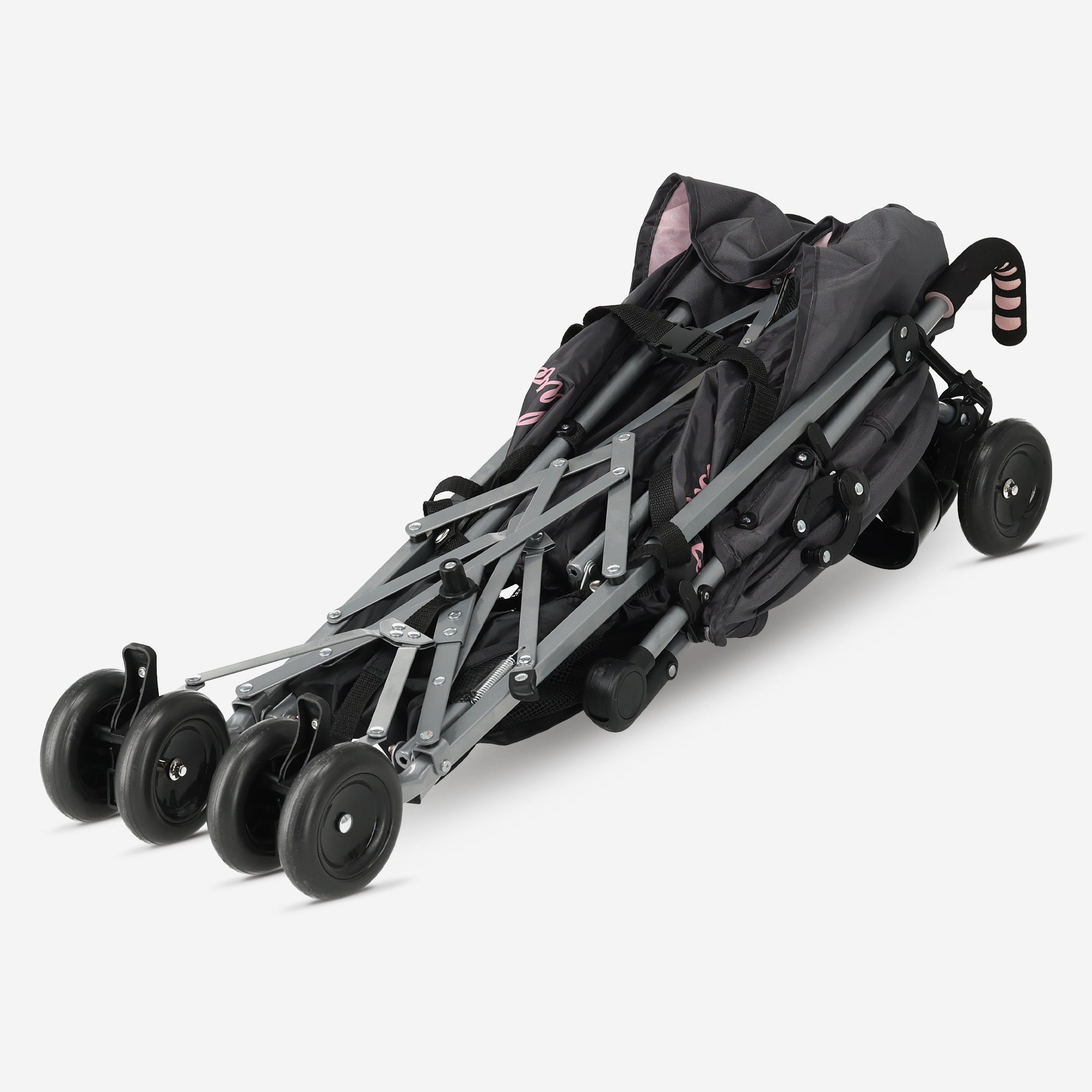 Asalvo Buggy - Paraplu Buggy - Compact Inklapbaar - Grijs/Roze