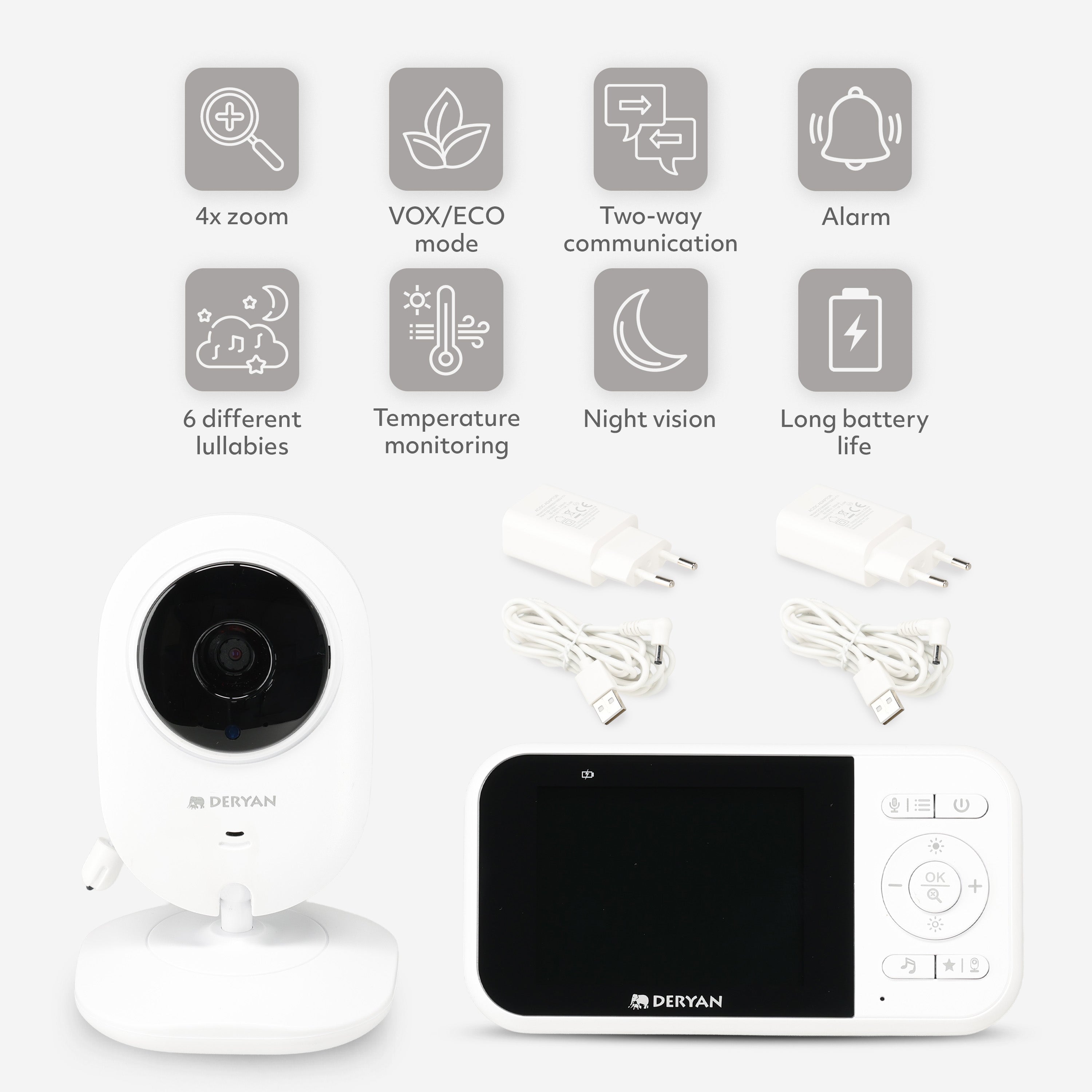 Draadloze Baby monitor – 2,8 inch Scherm – Nachtzicht – Terugspreekfunctie