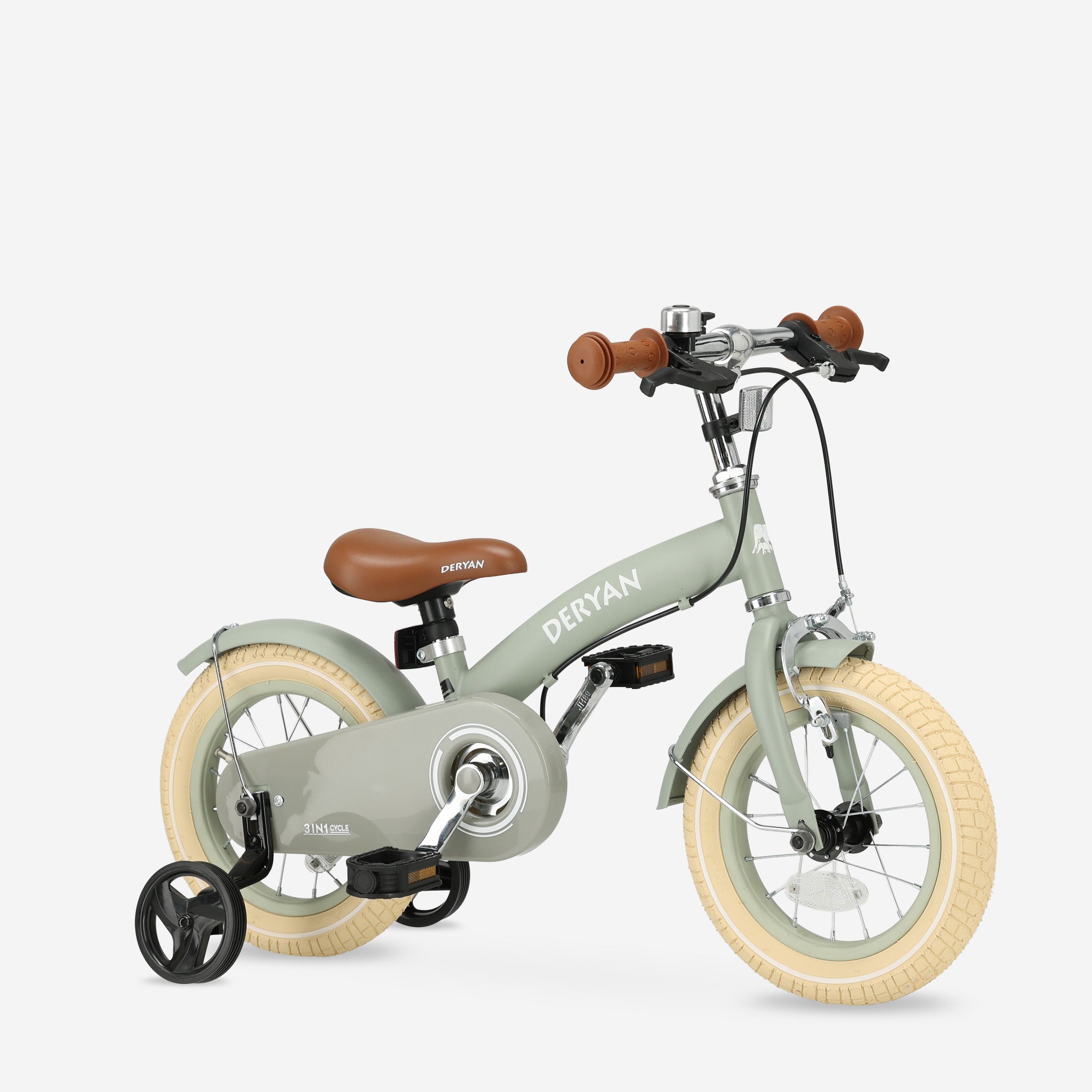 3 rad kinderfahrrad Deryan Kinderfahrrad 12 Zoll – 3-in-1 – Laufrad Grün