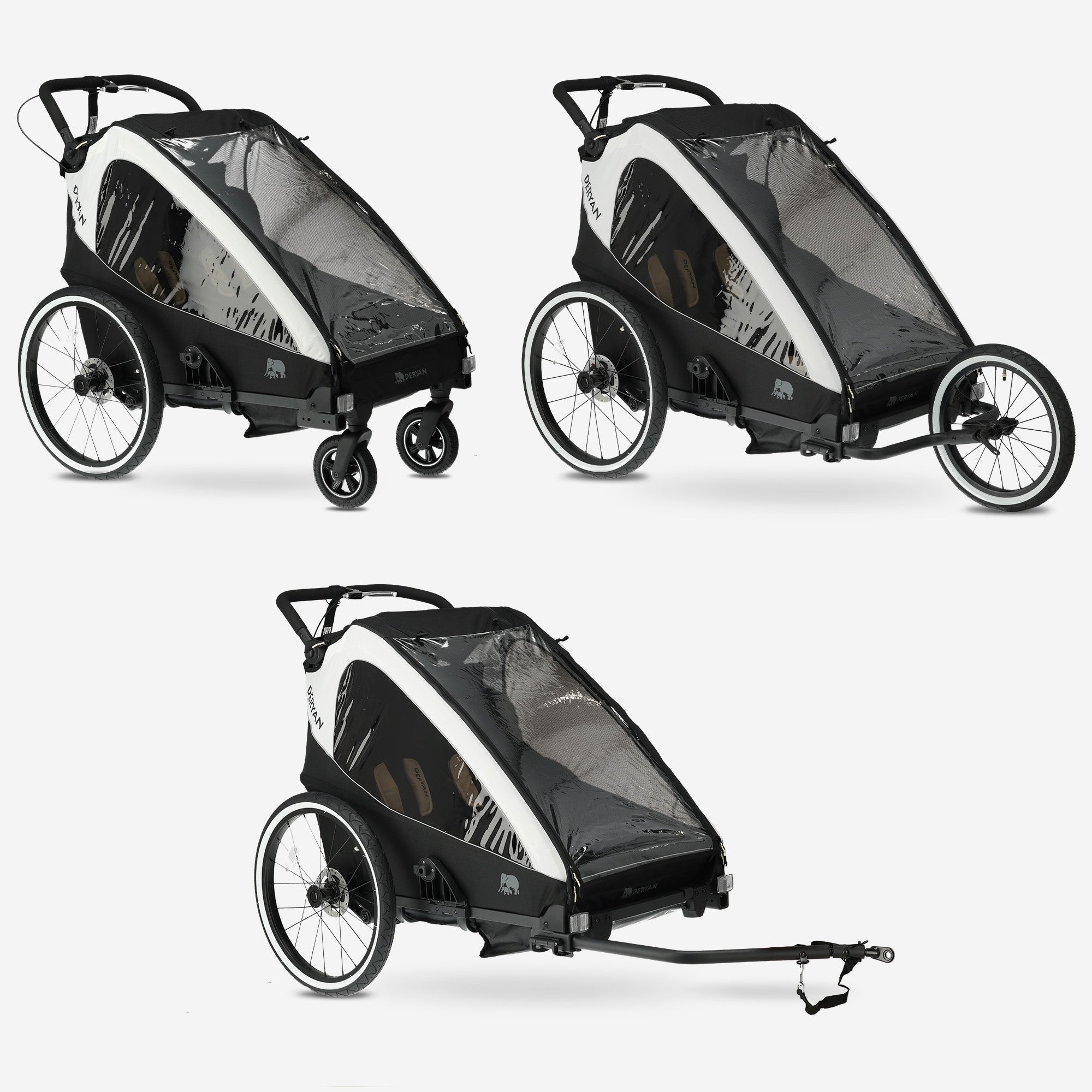 Luxe Fietskar V2 - Wandelwagen - Hardloopkinderwagen Cream
