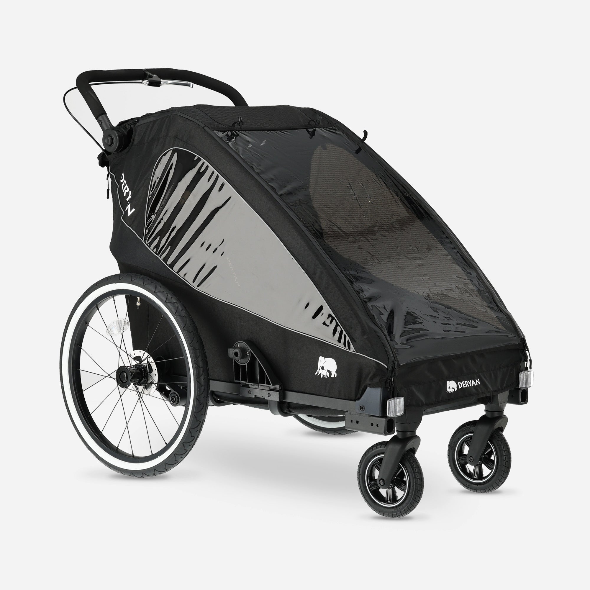Luxe Fietskar V2 - Wandelwagen - Hardloopkinderwagen Zwart