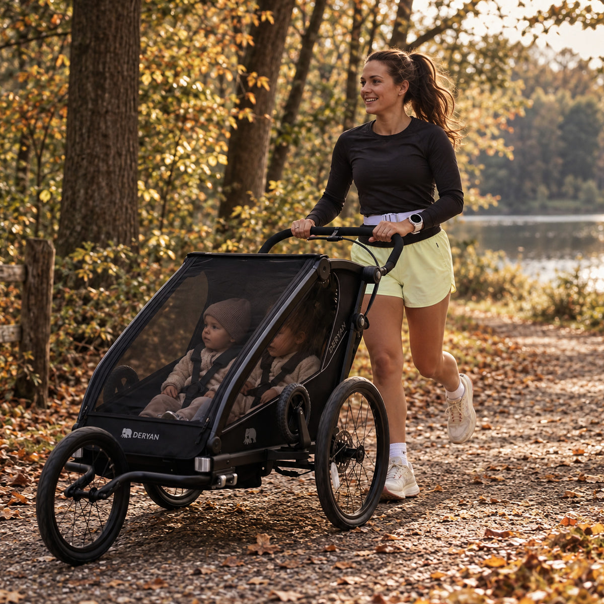 Luxe Fietskar V3 - 3-in-1 - Wandelwagen - Hardloopkinderwagen Zwart