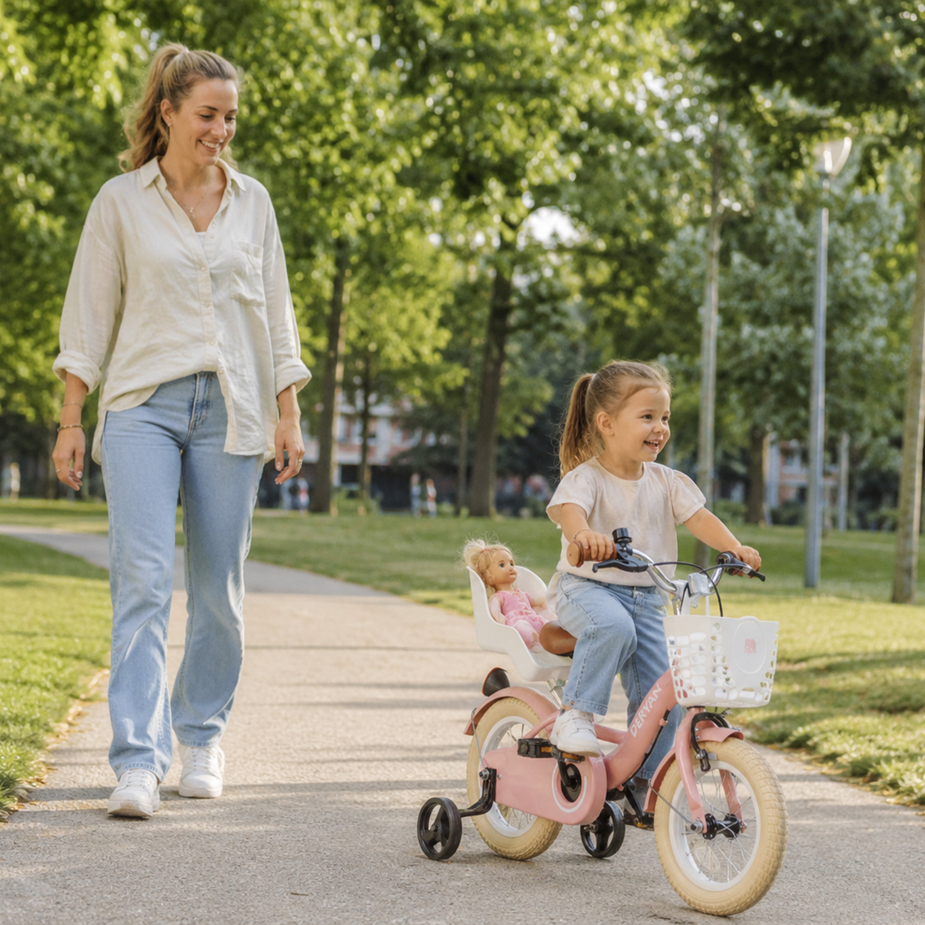 Zoey kinderfiets met mandje 12 inch - Roze