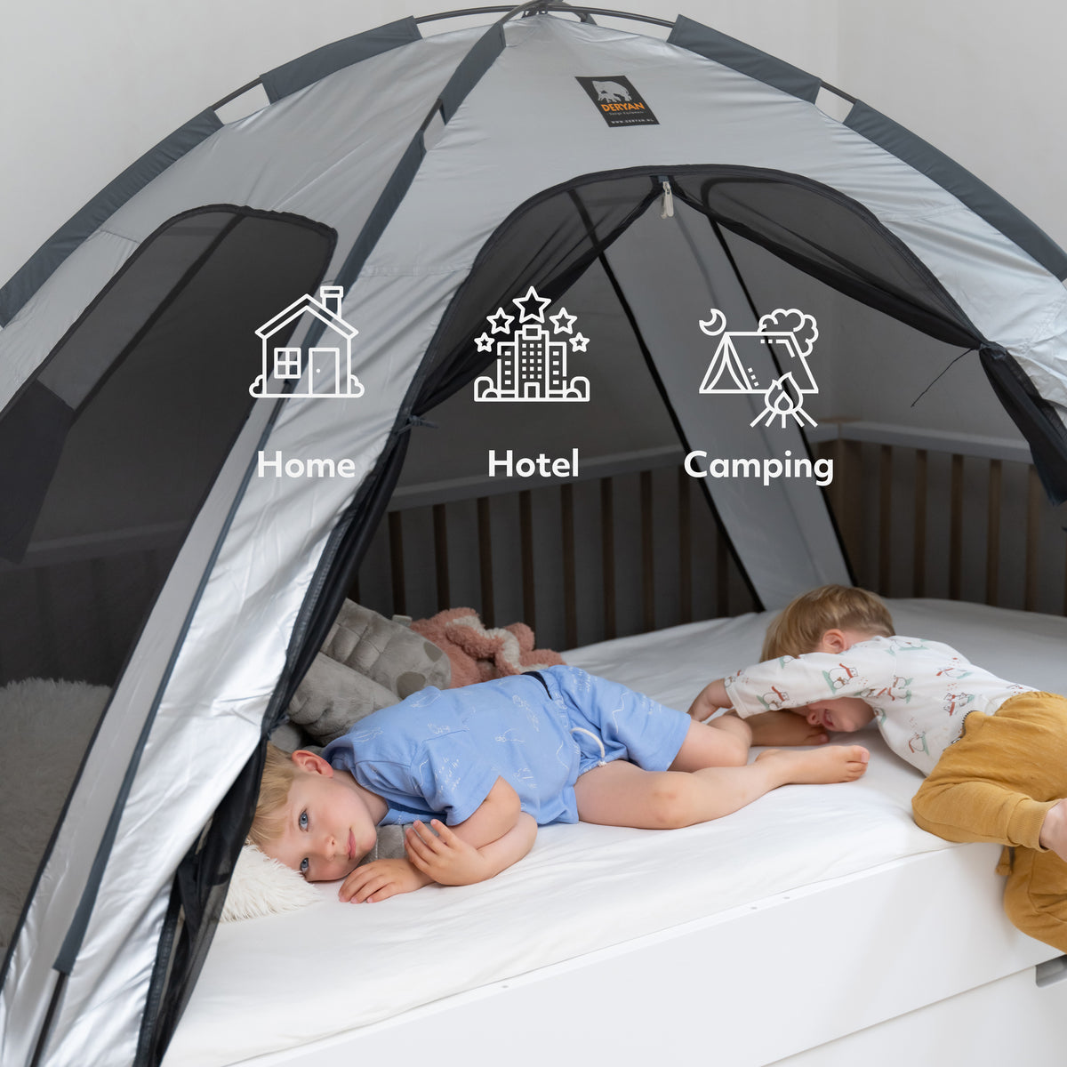 Bedtent Klamboe Zilver - 200x90cm - Hoogste kwaliteit Muggennet