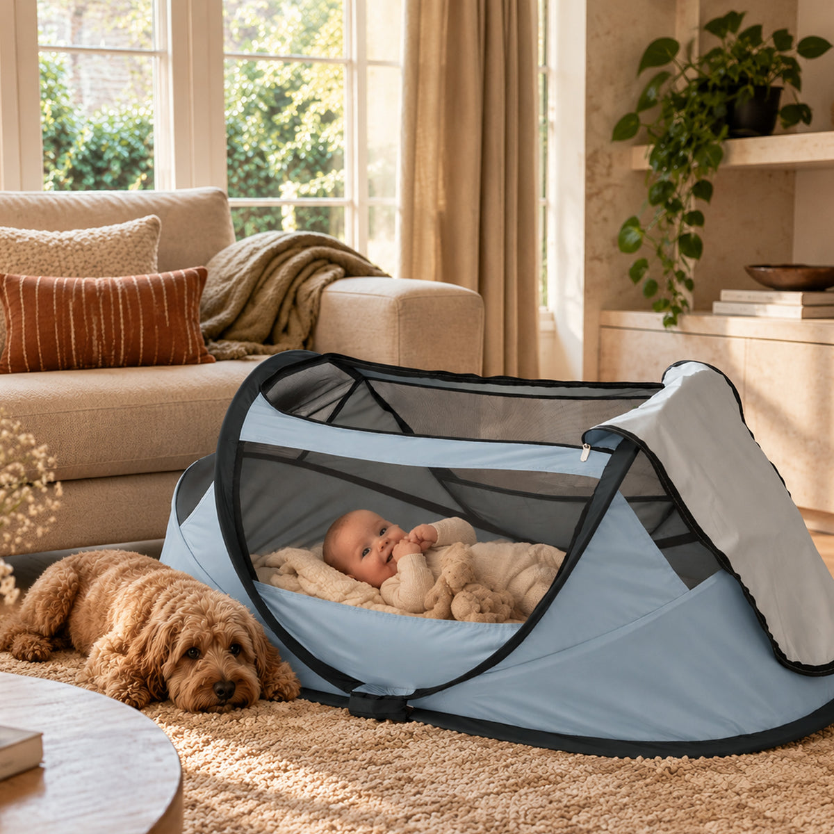 BabyBox baby tentje Campingbedje + matras - Sky Blue