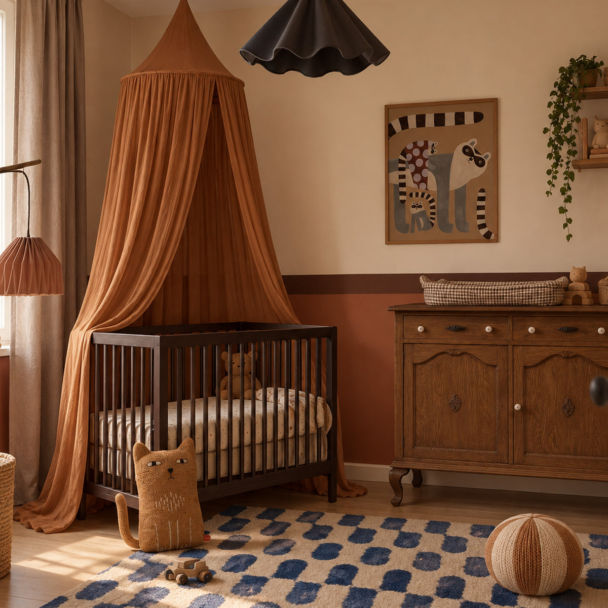 DERYAN Moustiquaire bébé Vintage 245cm - moustiquaire pour enfant - Canopy Caramel
