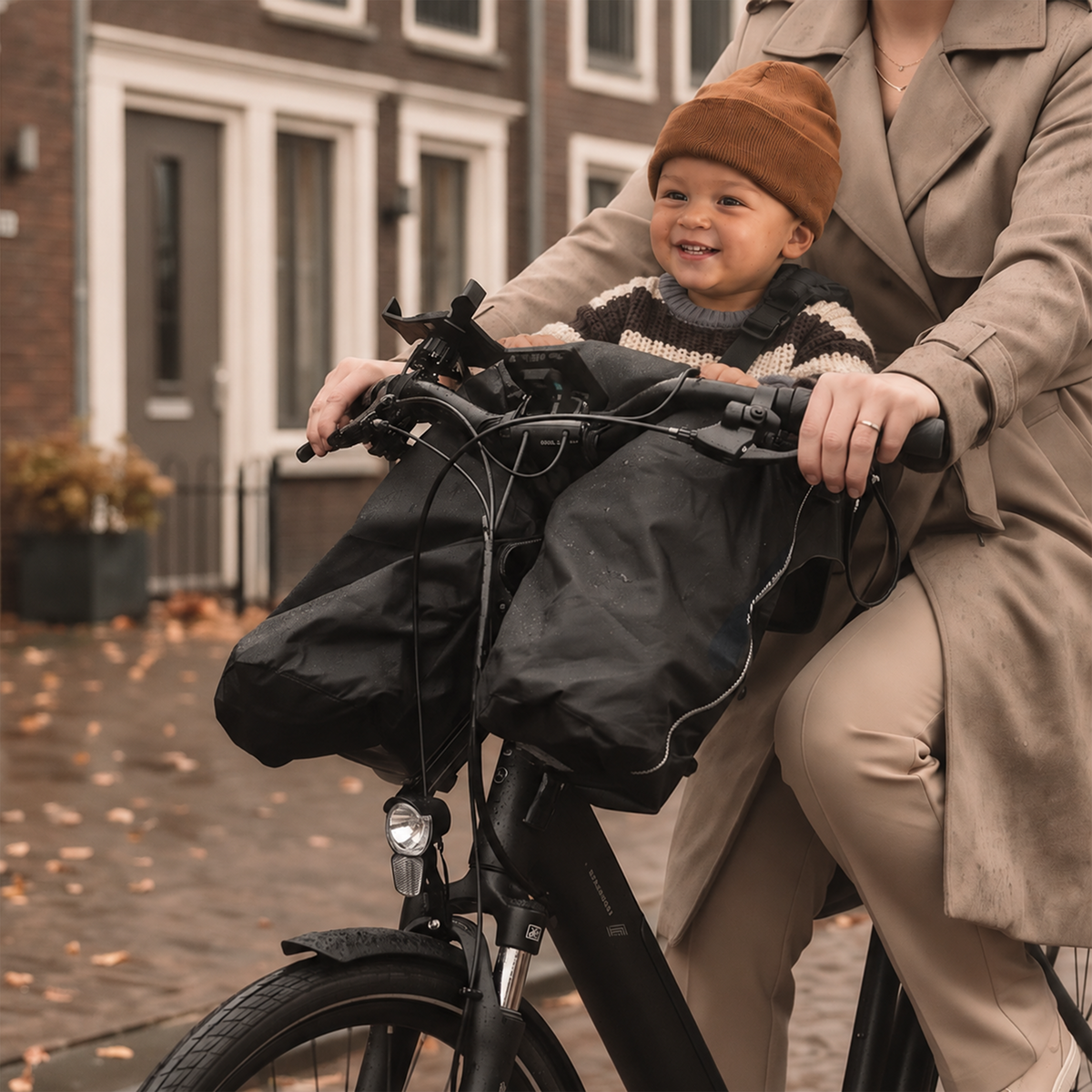 DERYAN Bike-a-way Jepp/Mini Fietsstoeltje voor - fiets Regenhoes - warme jas en windbreaker + regenponcho
