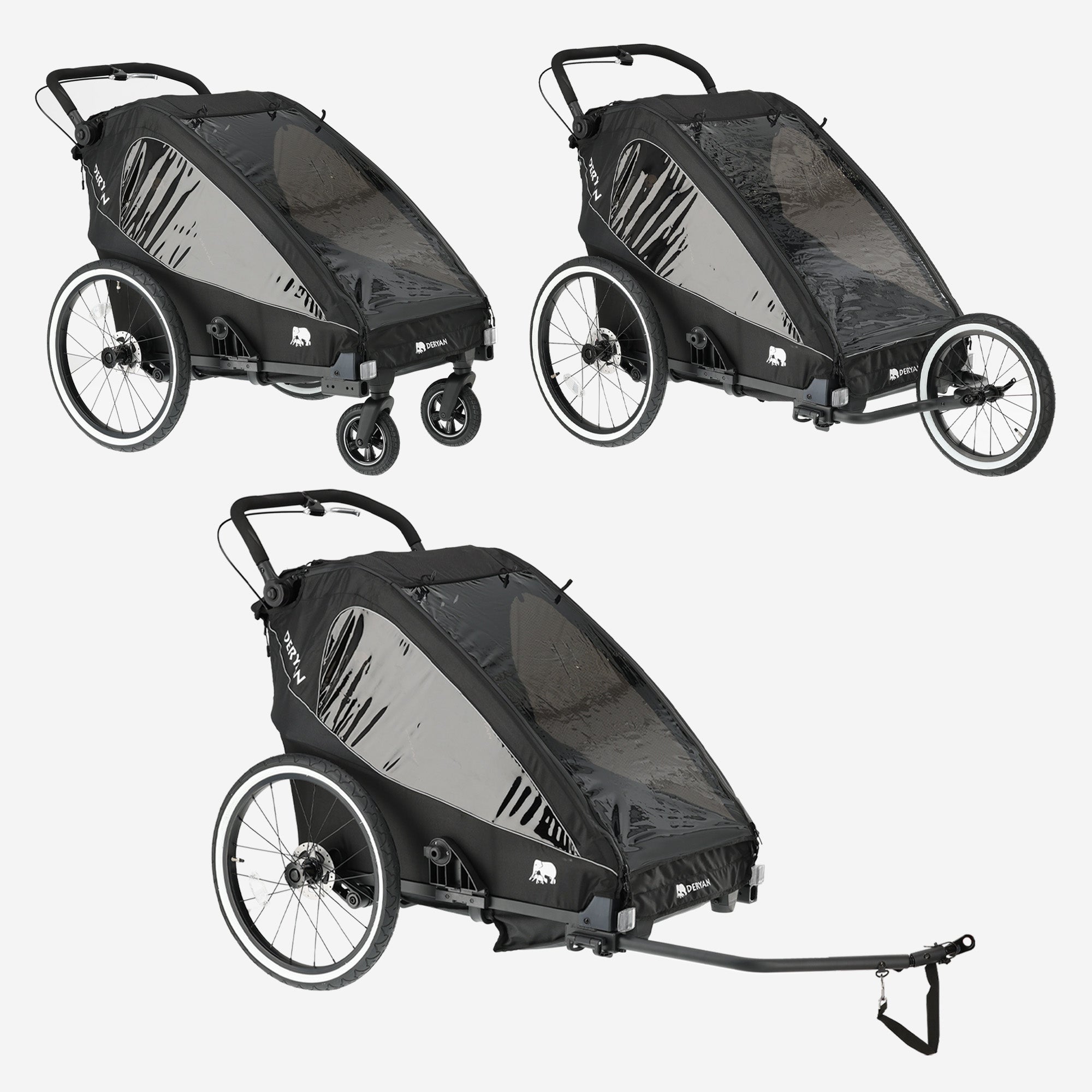 Luxe Fietskar V2 - Wandelwagen - Hardloopkinderwagen Zwart