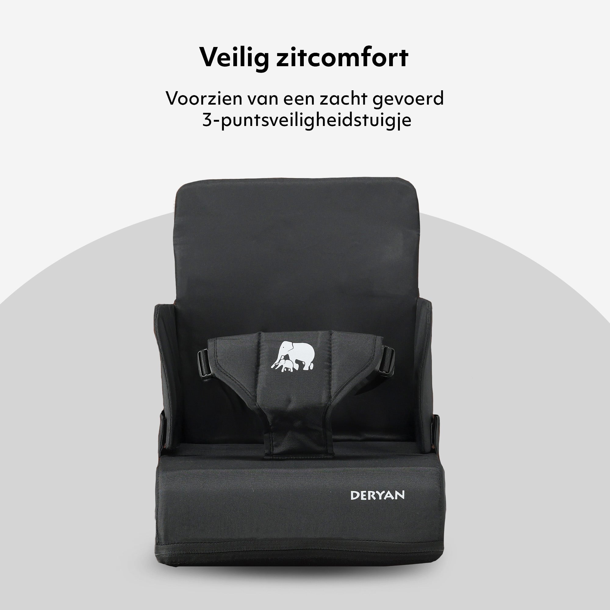 Deryan Travel Booster Stoelverhoger - Inclusief bevestigingsriem Black