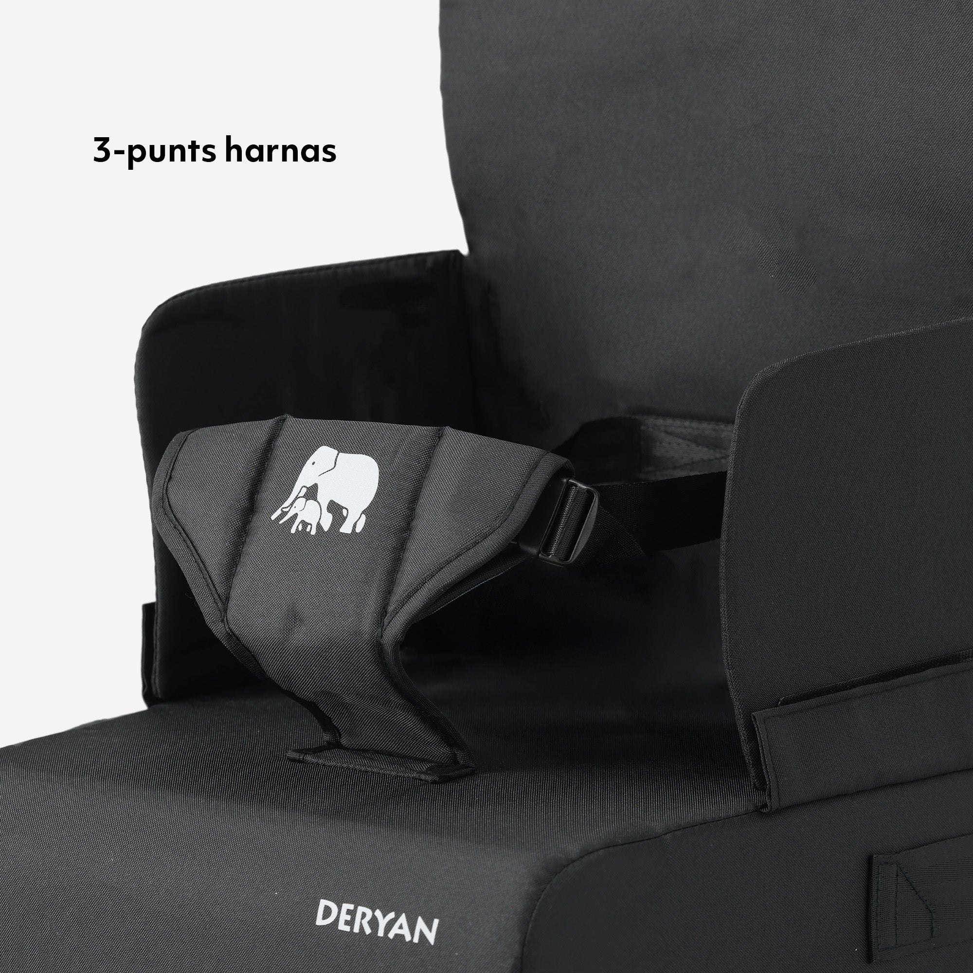 Deryan Travel Booster Stoelverhoger - Inclusief bevestigingsriem Black