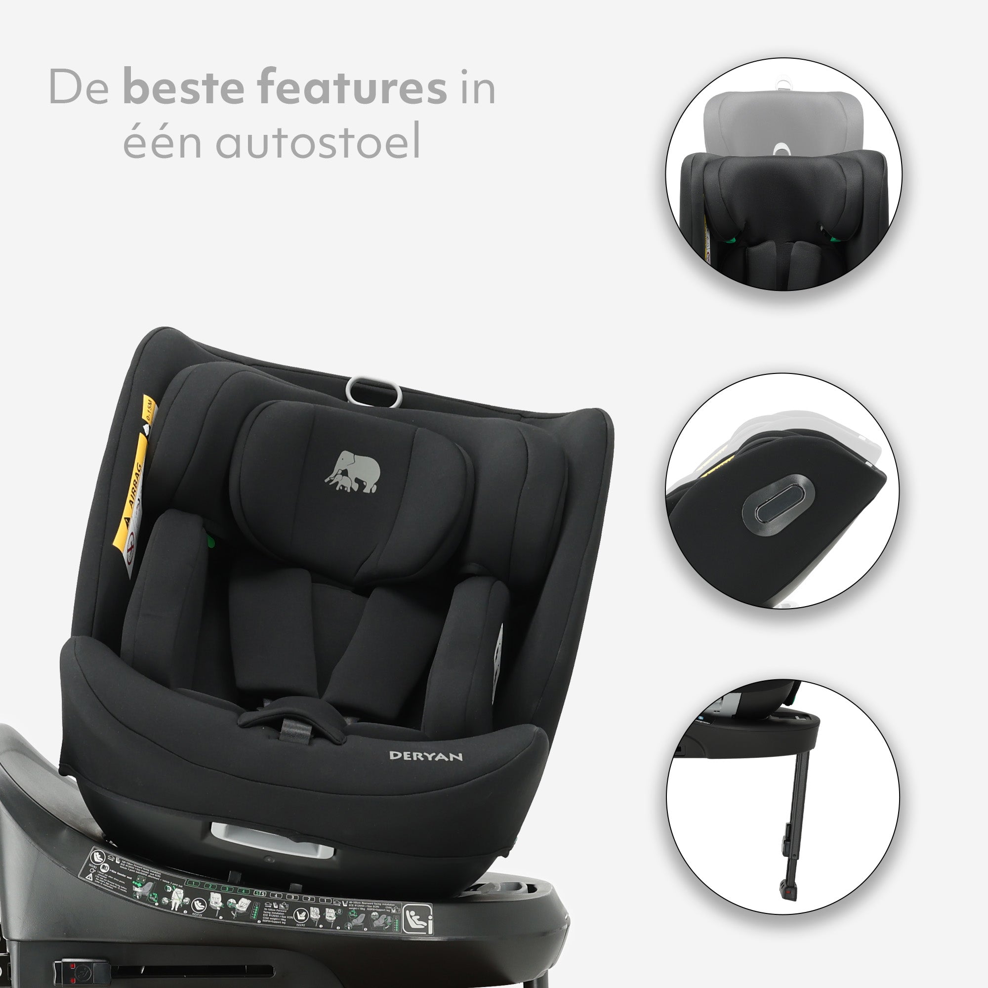 Deryan Carly Luxe i-Size Autostoel - 0-36kg - Isofix + steunpoot - 360 draaibaar