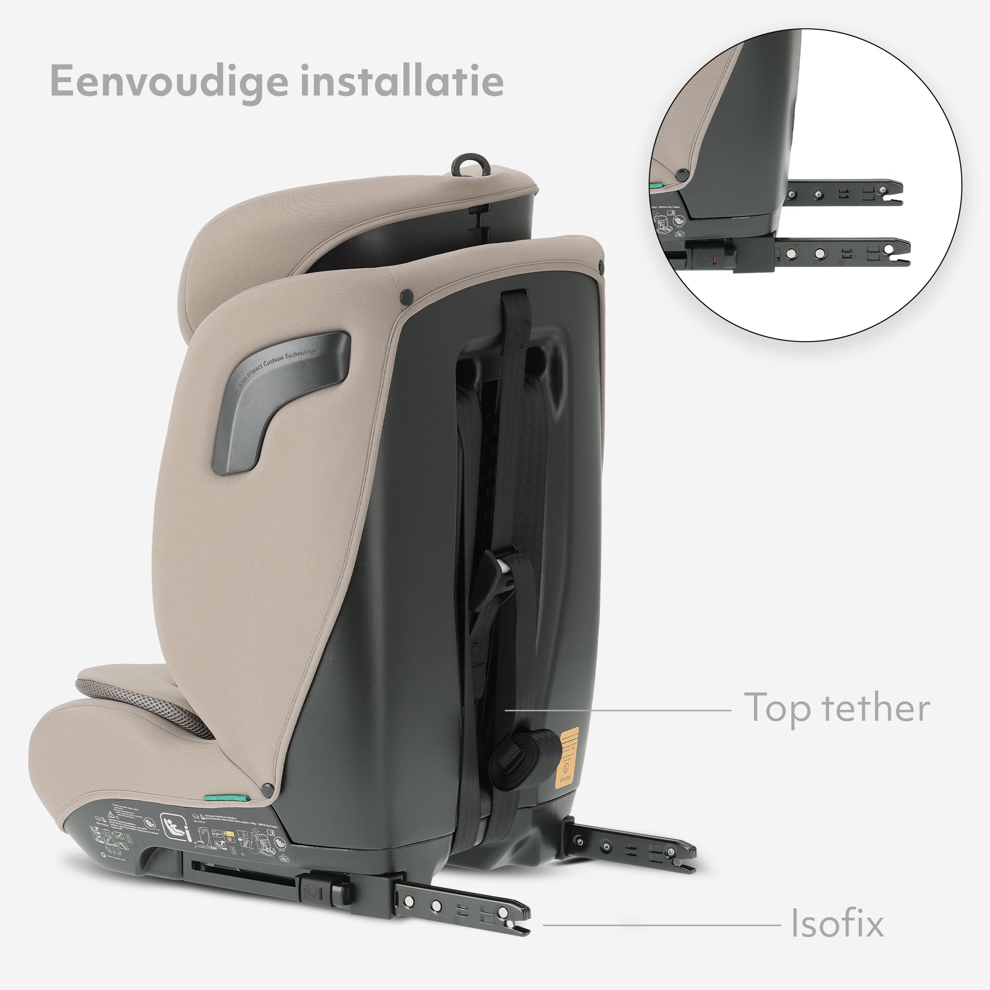 Carter Luxe i-Size/isofix Autostoel 76-150 cm - 9-36 kg - Diepe zitting - Afstelbare hoofdsteun - Veiligheidssystemen - Eenvoudig te reinigen - Groep 1/2/3 - Nougat