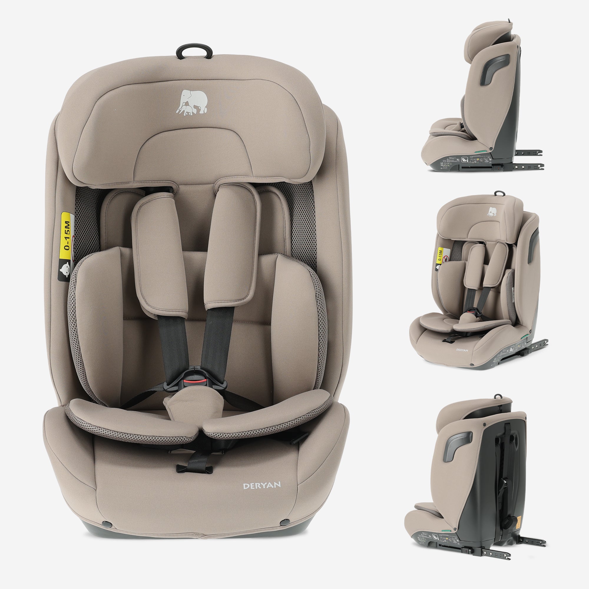 Carter Luxe i-Size/isofix Autostoel 76-150 cm - 9-36 kg - Diepe zitting - Afstelbare hoofdsteun - Veiligheidssystemen - Eenvoudig te reinigen - Groep 1/2/3 - Nougat