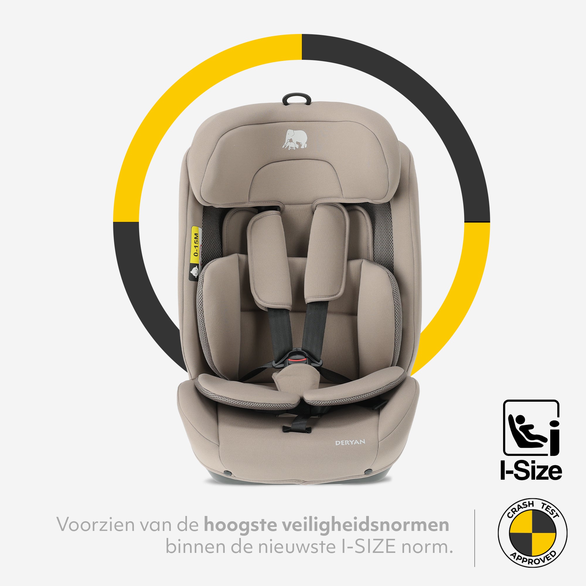 Carter Luxe i-Size/isofix Autostoel 76-150 cm - 9-36 kg - Diepe zitting - Afstelbare hoofdsteun - Veiligheidssystemen - Eenvoudig te reinigen - Groep 1/2/3 - Nougat
