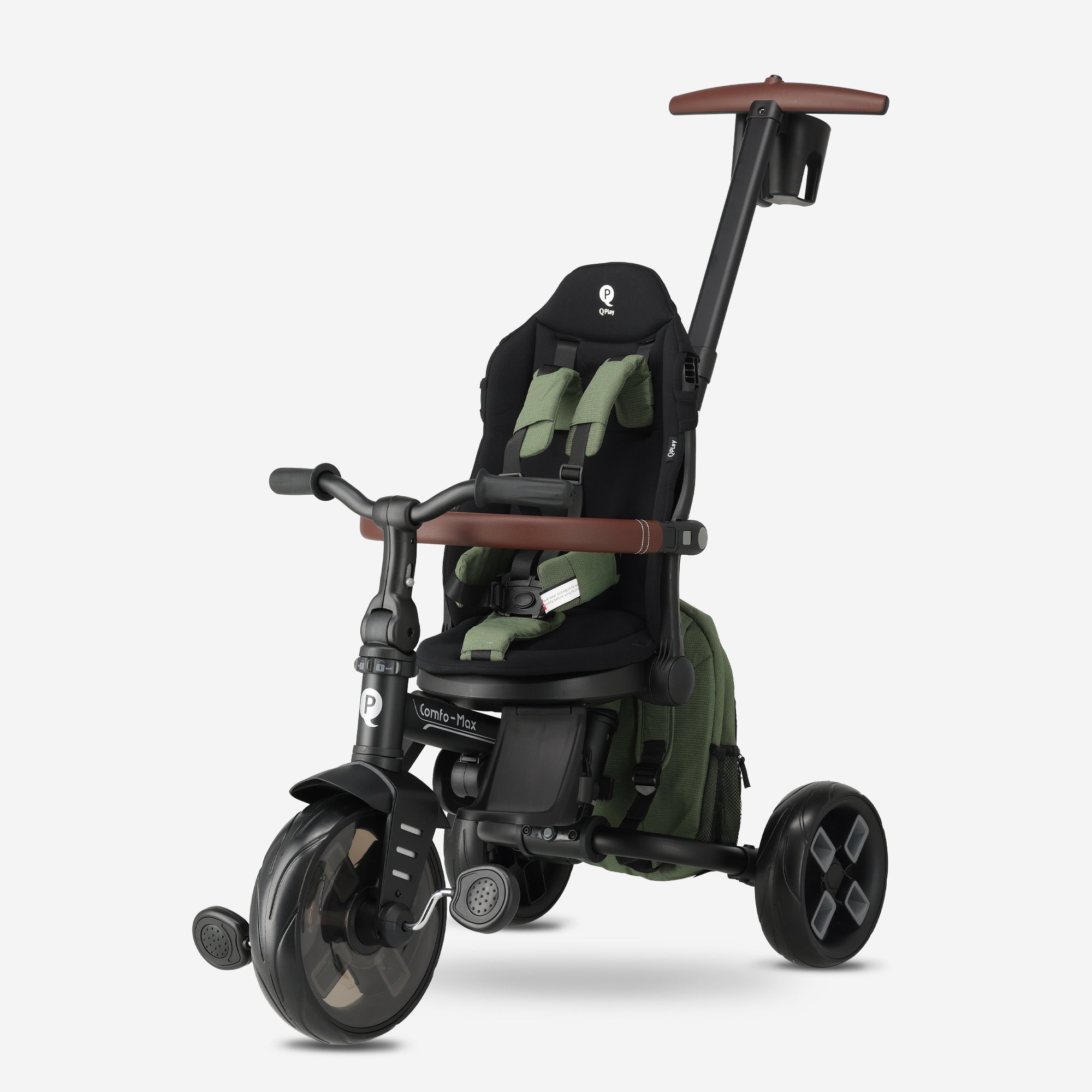 Qplay Comfo Max Driewieler met Duwstang - 7-in-1 Peuterfiets - Groen