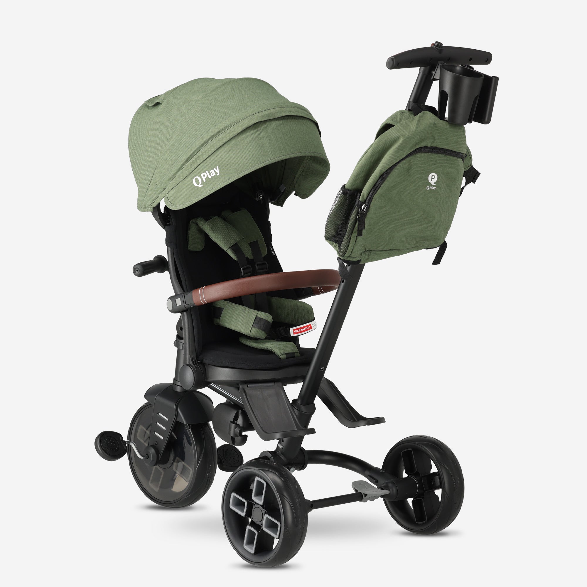 Qplay Comfo Max Driewieler met Duwstang - 7-in-1 Peuterfiets - Groen
