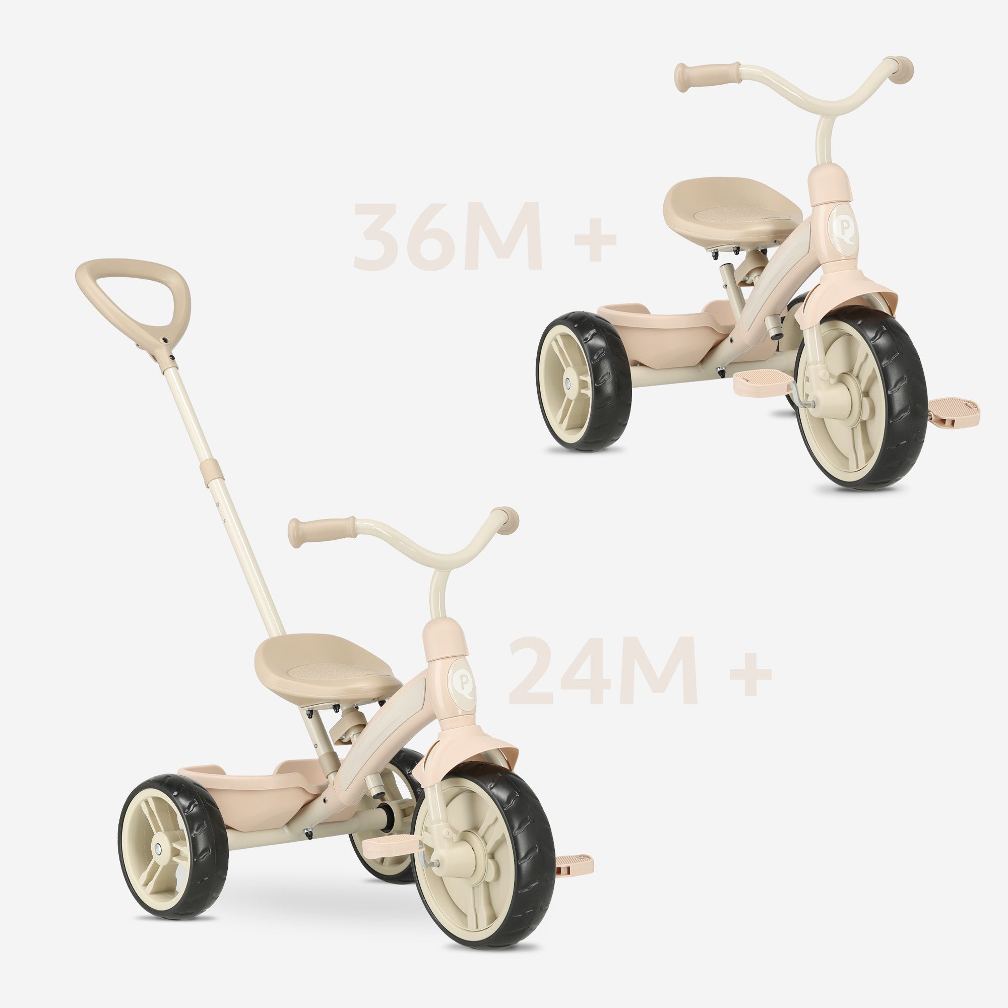 QPlay Elite Pro Luxe Driewieler met duwstang - Roze
