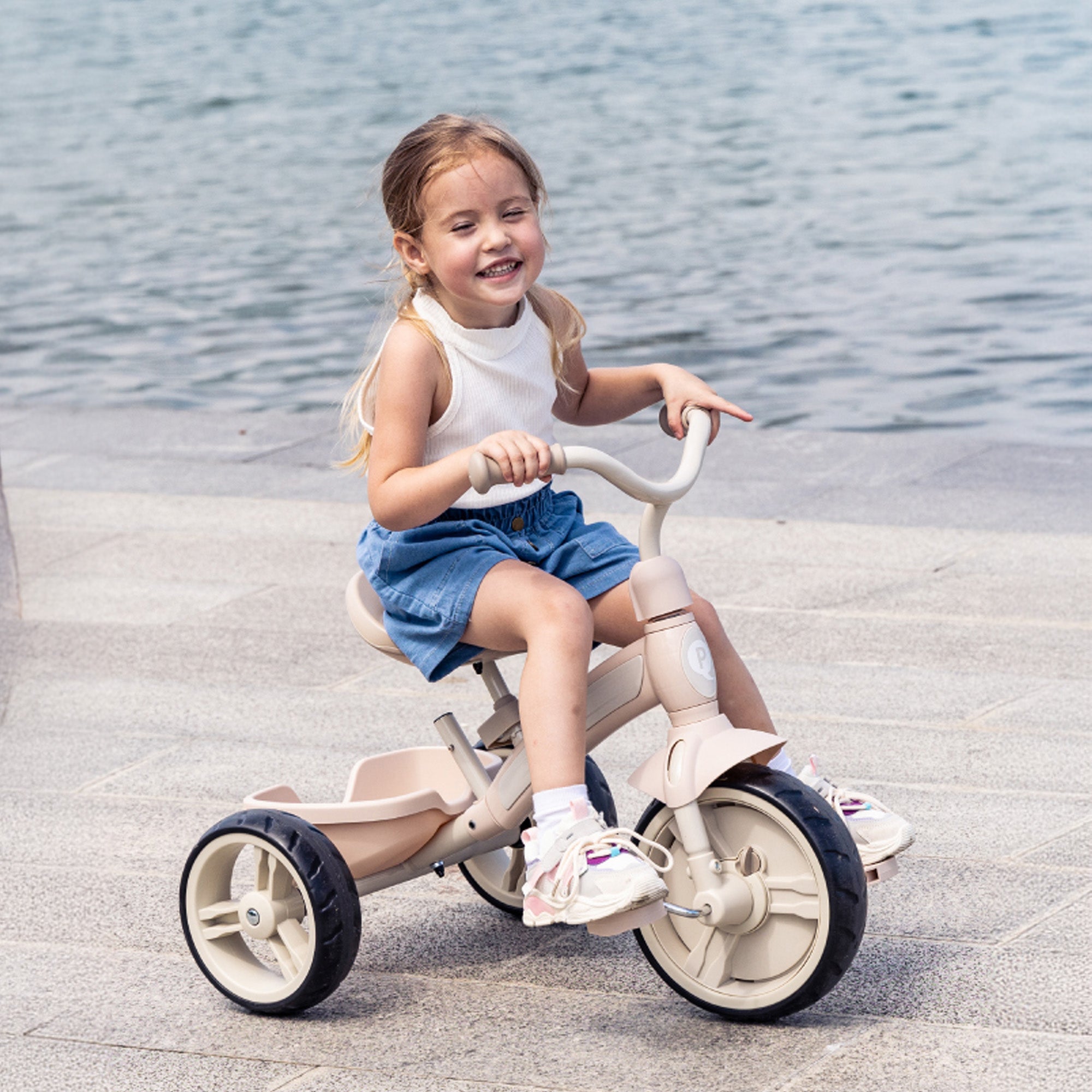 QPlay Elite Pro Luxe Driewieler met duwstang - Roze
