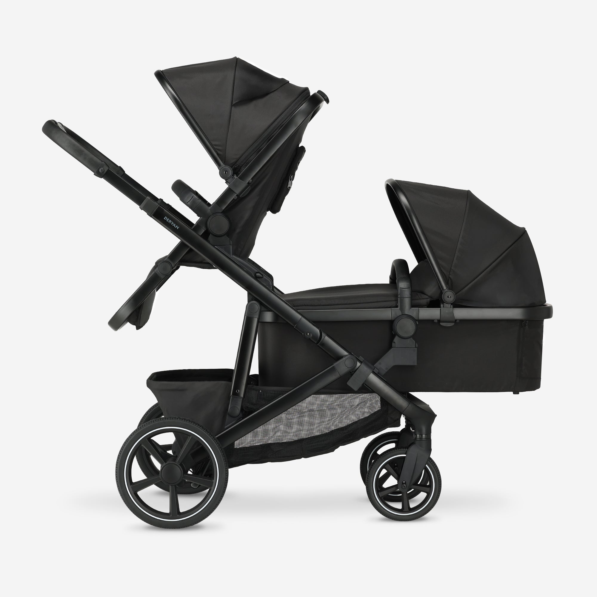 Deryan Evy V2 Stroller 2in1 - Duo Stroller - Expandable including carrycot and seat - Black