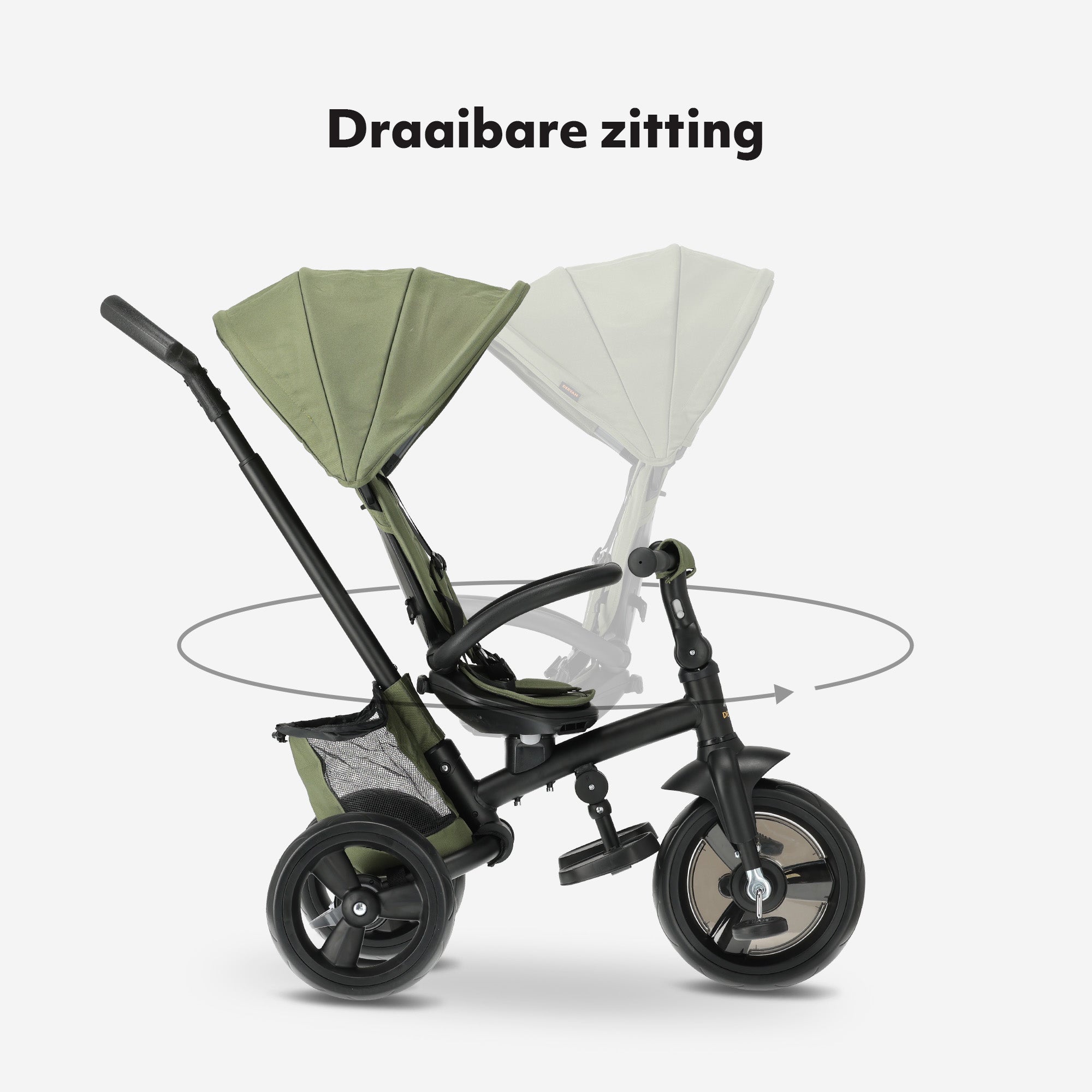 Explorer Luxe Driewieler met duwstang - Opvouwbaar met mandje groen