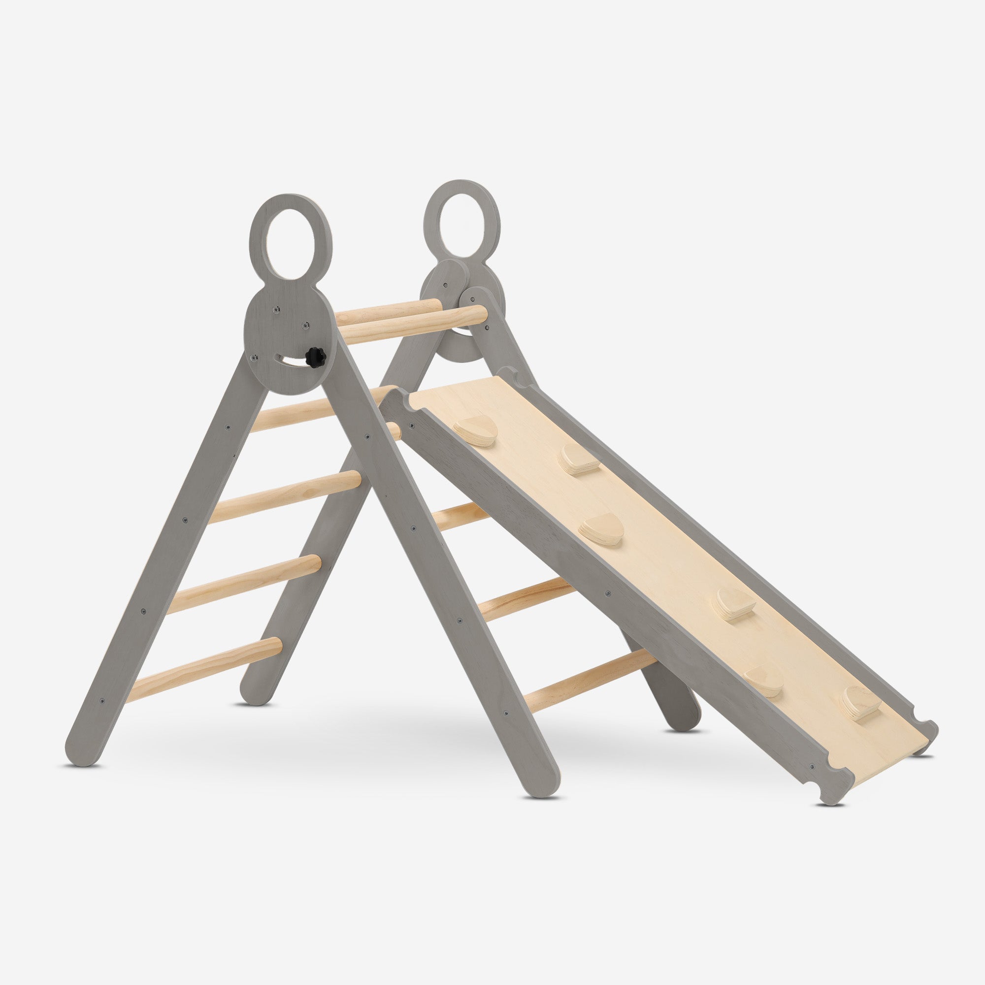 Deryan Luxe XXL Klimrek - Opvouwbare Driehoek + Klimboog + Helling met Glijbaan Grijs