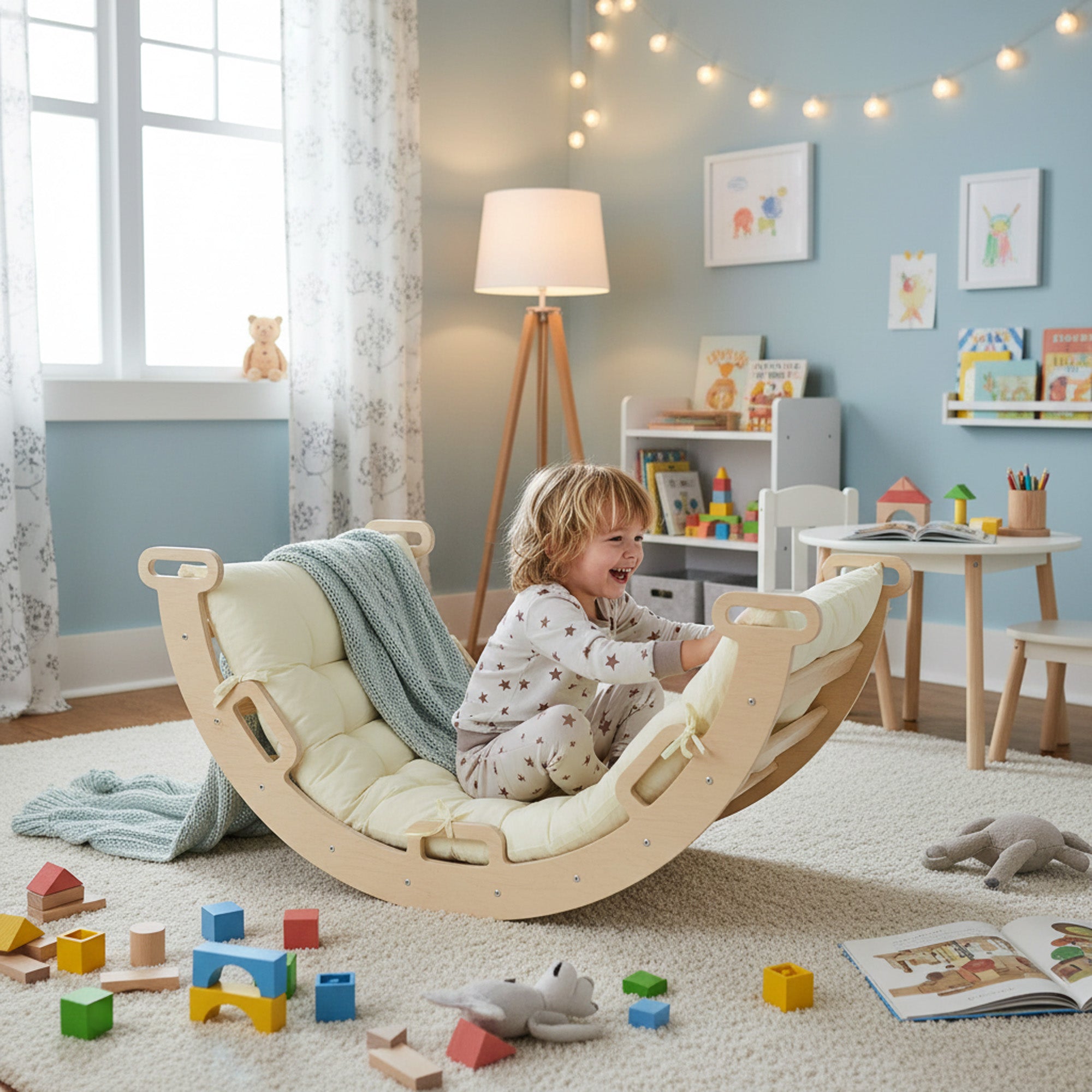 Deryan Luxe XXL Klimrek - Opvouwbare Driehoek + Klimboog + Helling met Glijbaan - Inclusief kussen