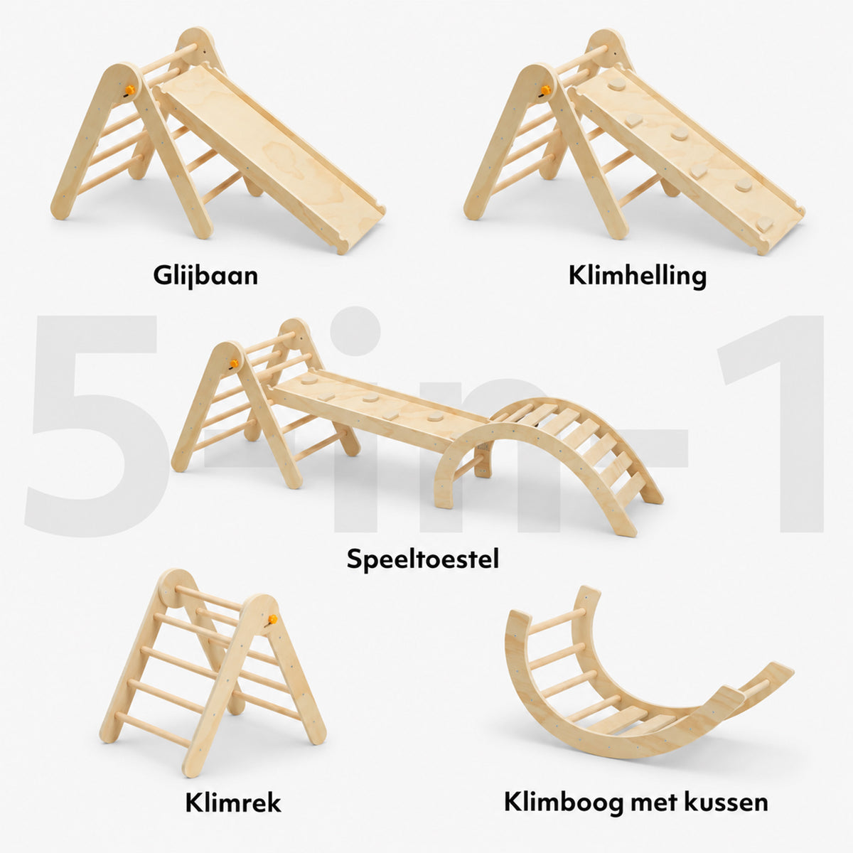 Luxe Mini Klimrek - Driehoek, Klimboog en Glijbaan - Incl. Kussen