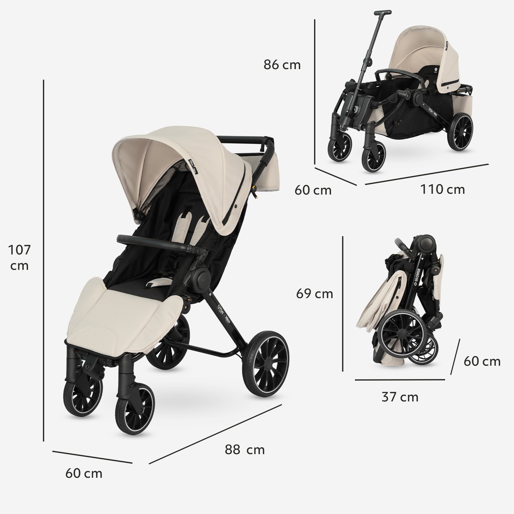 Qplay Go Cargo Kinderwagen & Bolderkar - Beige