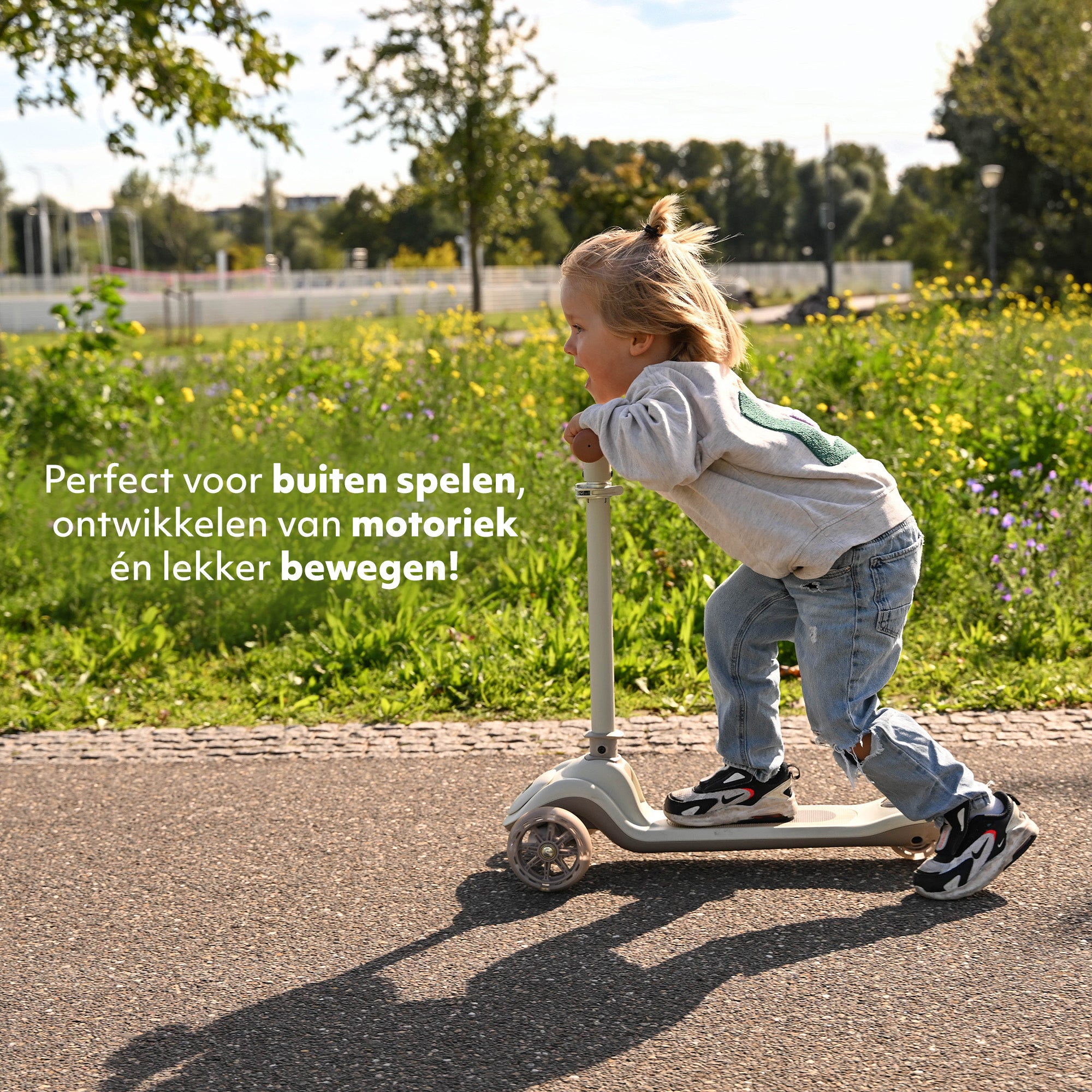 Harvey Kinderstep step 3 wielen - leeftijdsgroep 3+ - max 50kg - LED verlichting in de wielen - hoogte verstelbaar 65-70-75-80 cm - Grijs