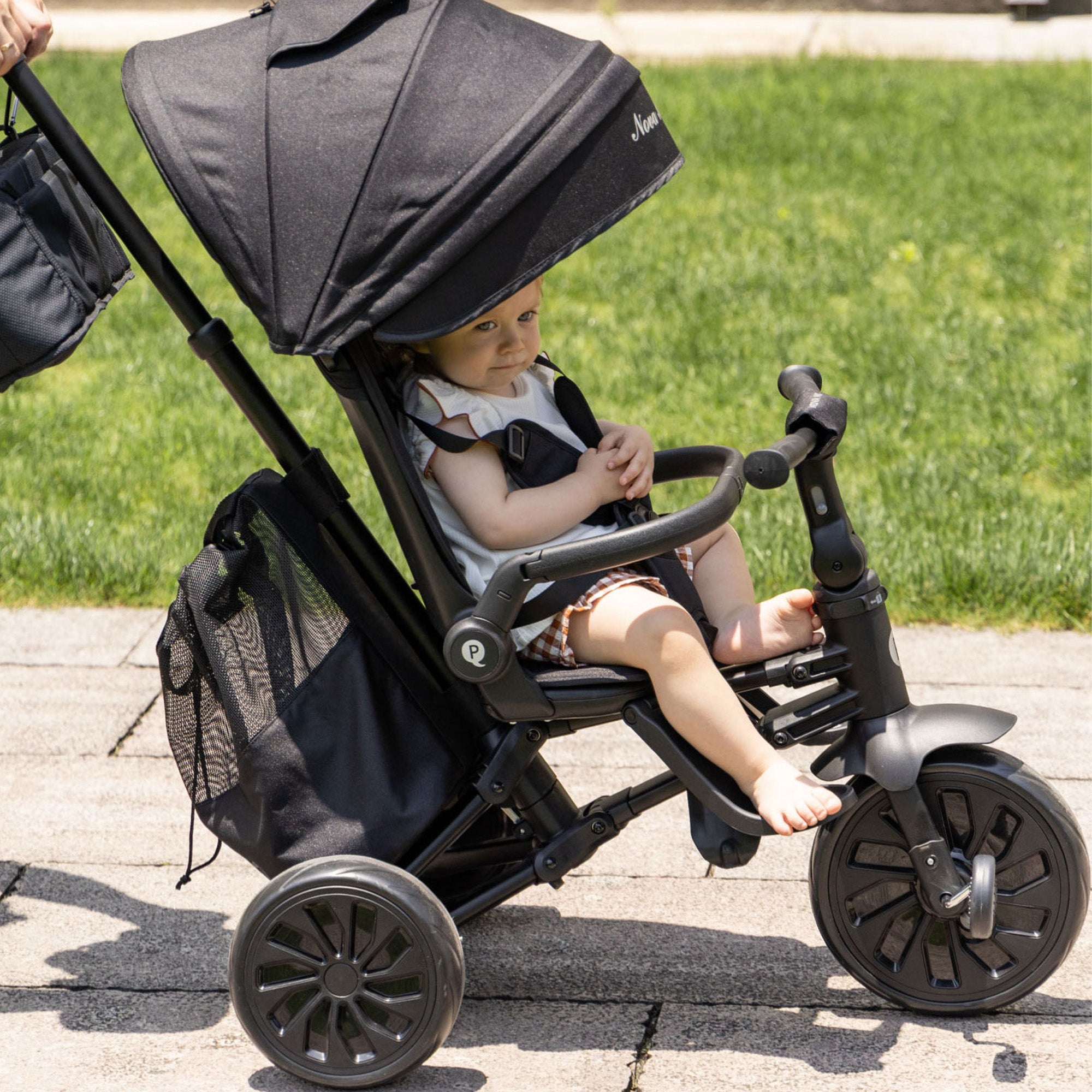 Qplay Nova Max Driewieler met Duwstang - Opvouwbare Peuterfiets - 5-in-1 - Zwart