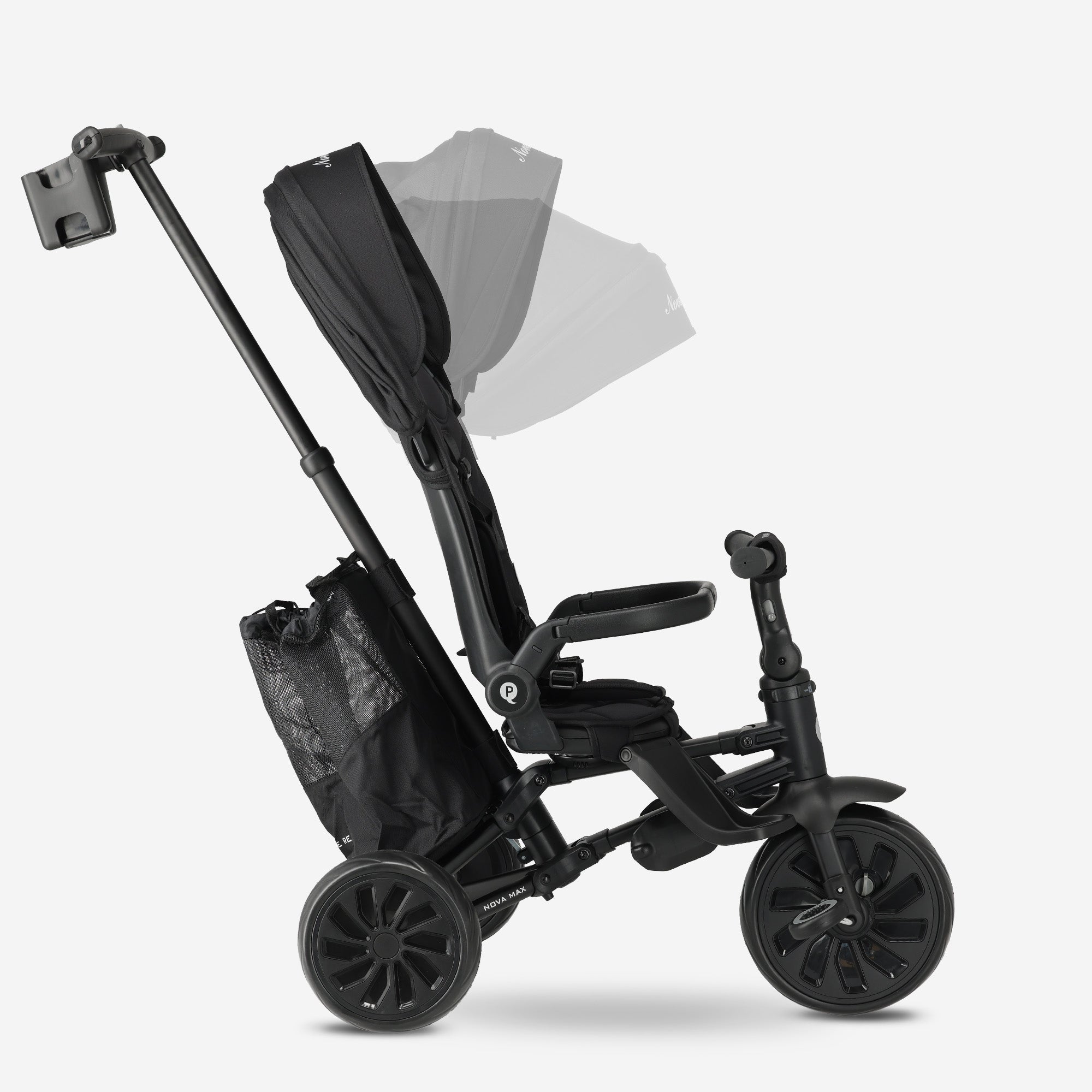 Qplay Nova Max Driewieler met Duwstang - Opvouwbare Peuterfiets - 5-in-1 - Zwart