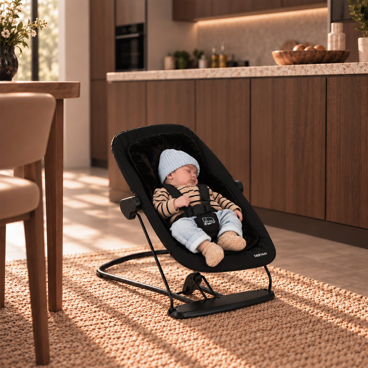 Oak Luxe Kinderstoel met Bouncer - Zwart