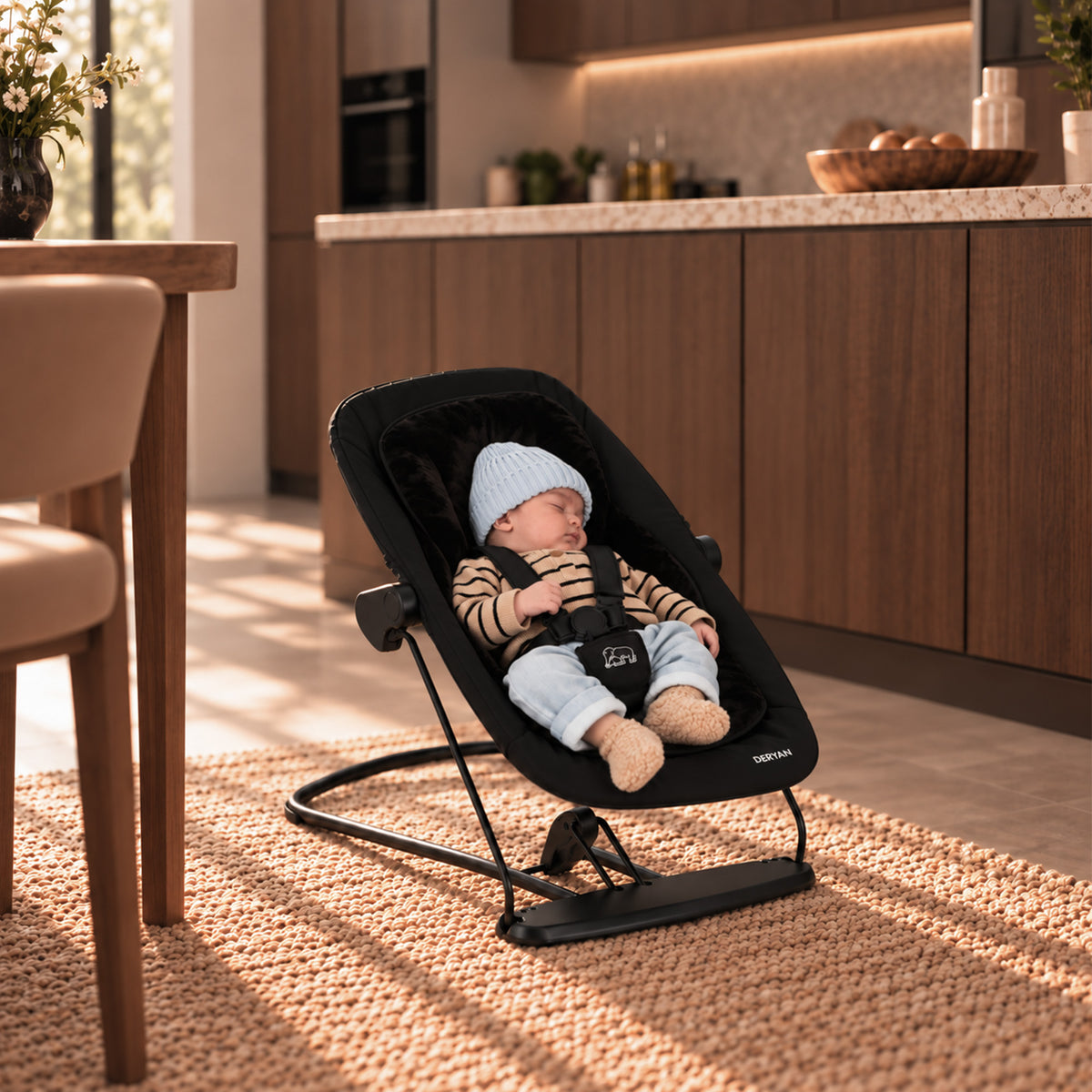 Oak Luxe Kinderstoel met Bouncer - Donkerbruin