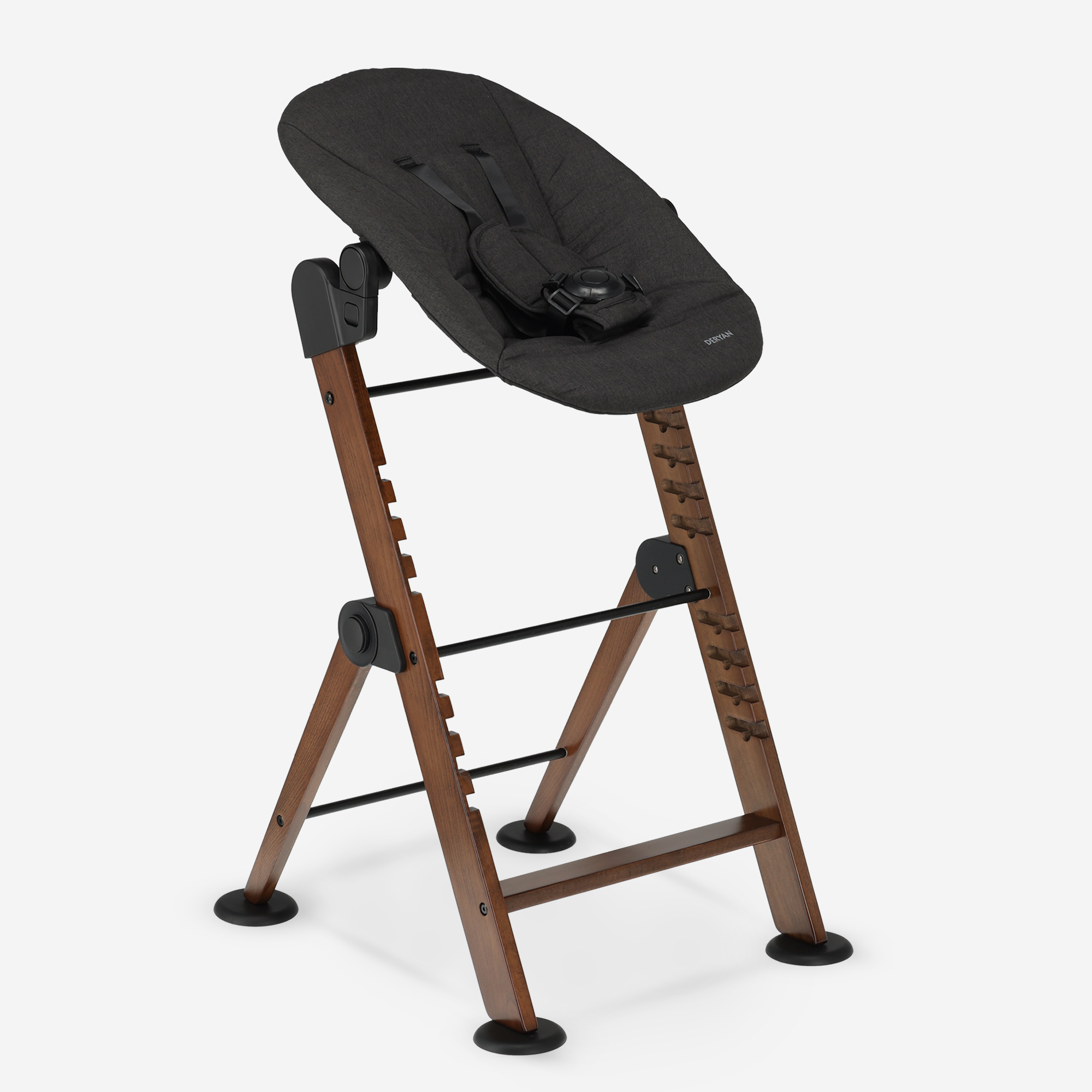 Odin Luxe Houten Meegroeistoel Kinderstoel met Bouncer - Inclusief Eetblad - Verstelbare Kinderstoel - Wood/Zwart
