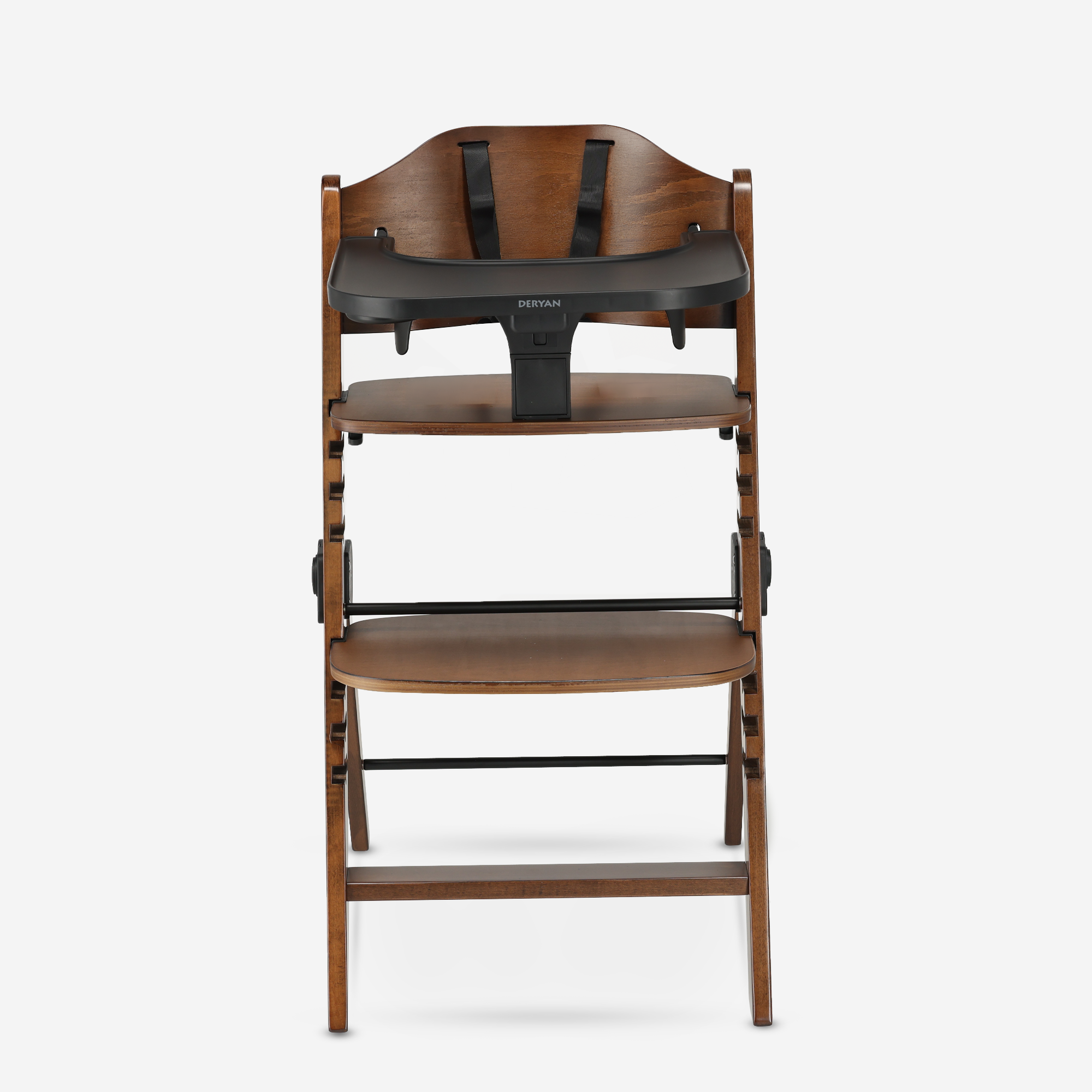 Odin Luxe Houten Meegroeistoel Kinderstoel met Bouncer - Inclusief Eetblad - Verstelbare Kinderstoel - Wood/Zwart