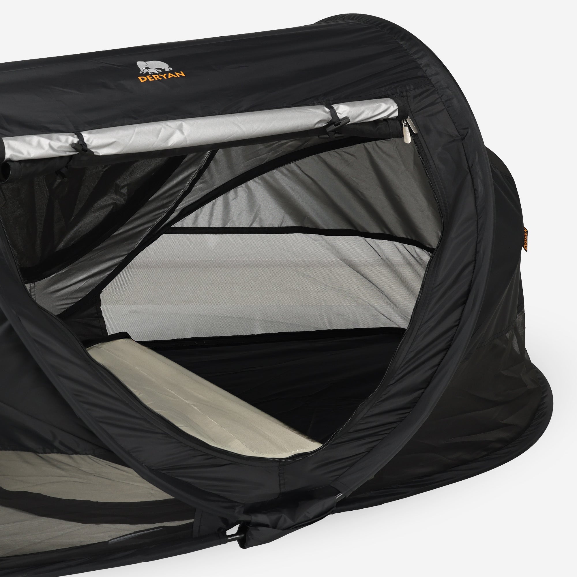 Deryan Peuter Luxe Campingbedje – Inclusief zelfopblaasbare matras - Black