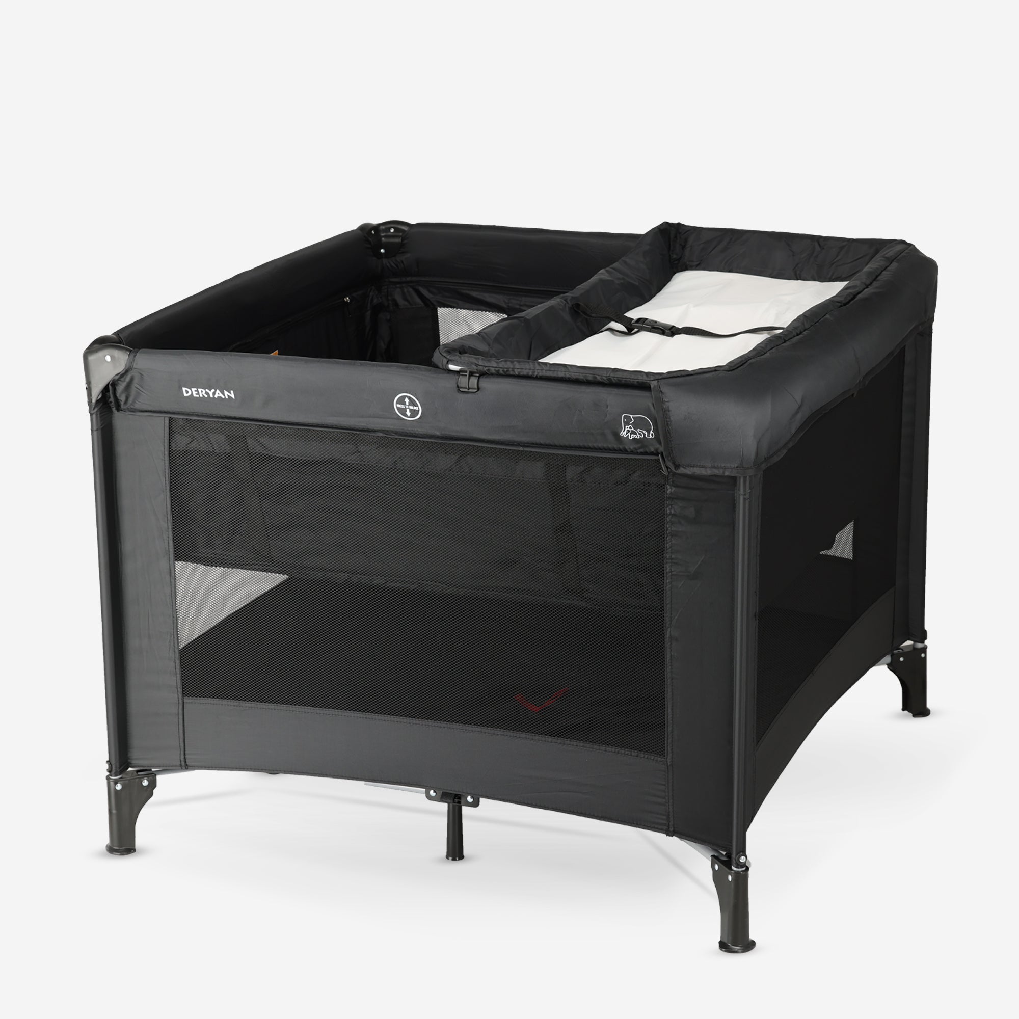 Inklapbare Kinderbox 100x100 cm - Met Verschoonblad - Zwart