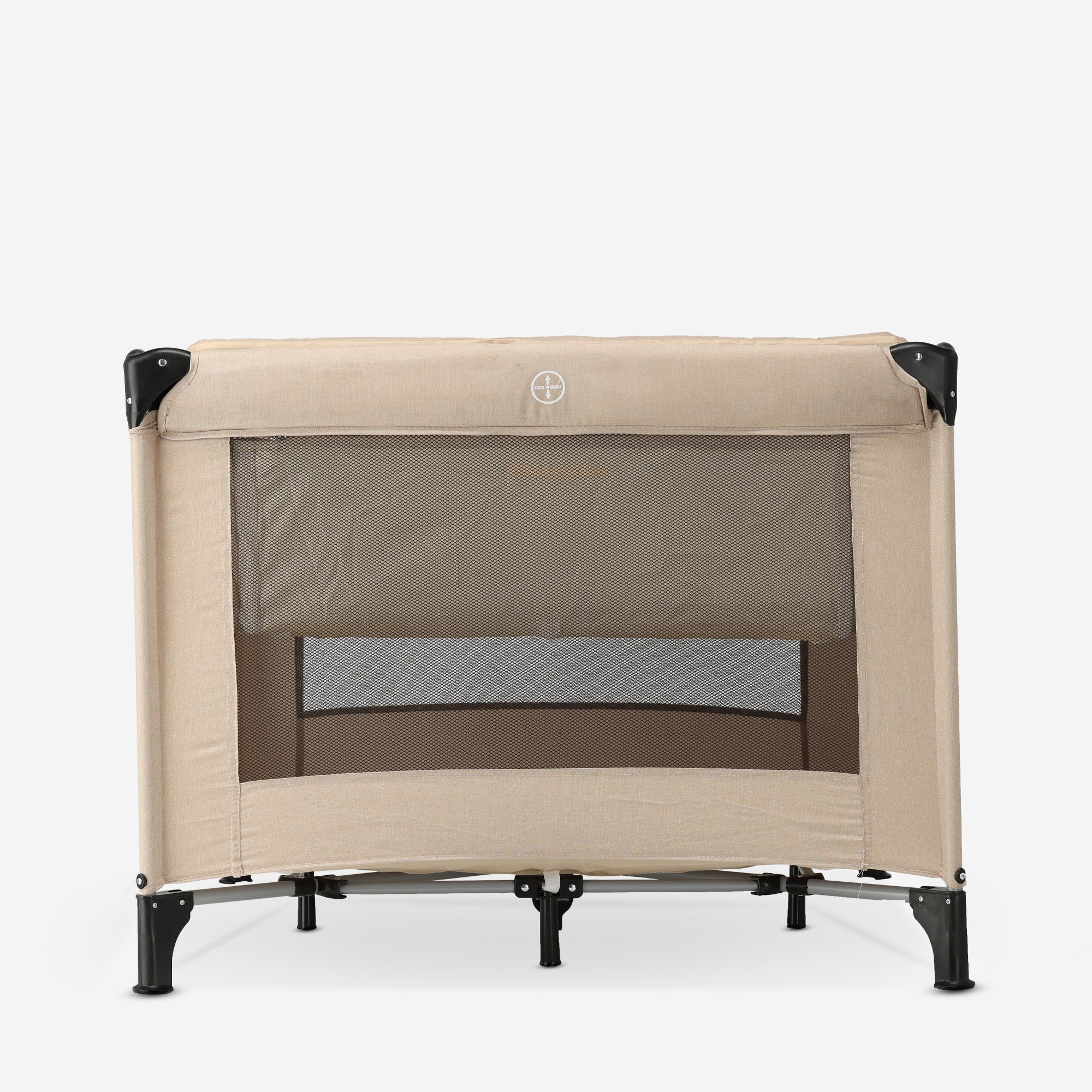 Inklapbare Kinderbox 100x100 cm - Met Verschoonblad - Nougat