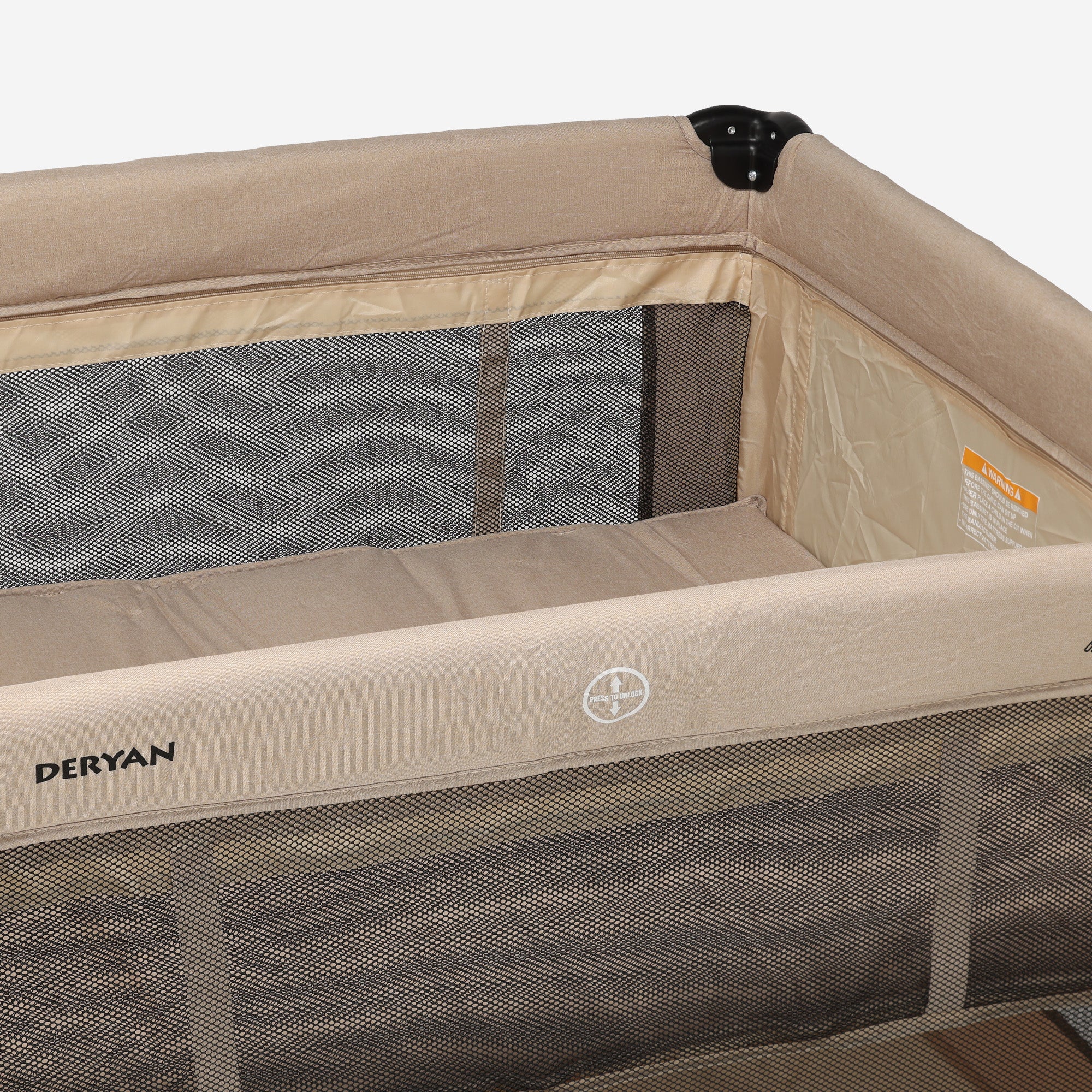 Inklapbare Kinderbox 100x100 cm - Met Verschoonblad - Nougat