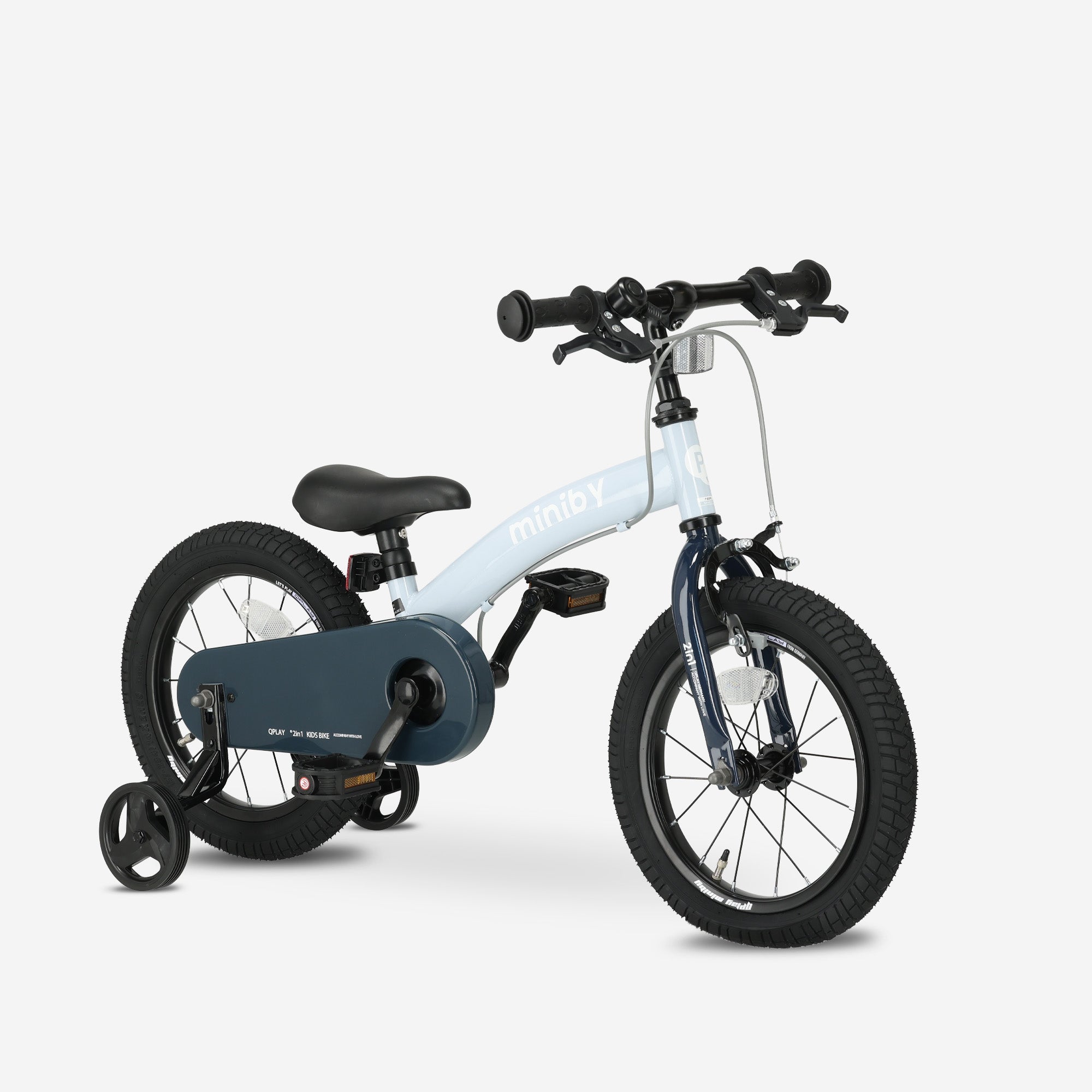 Qplay Miniby Vélo enfant 14 pouces - 3 en 1 - vélo d'équilibre - Bleu