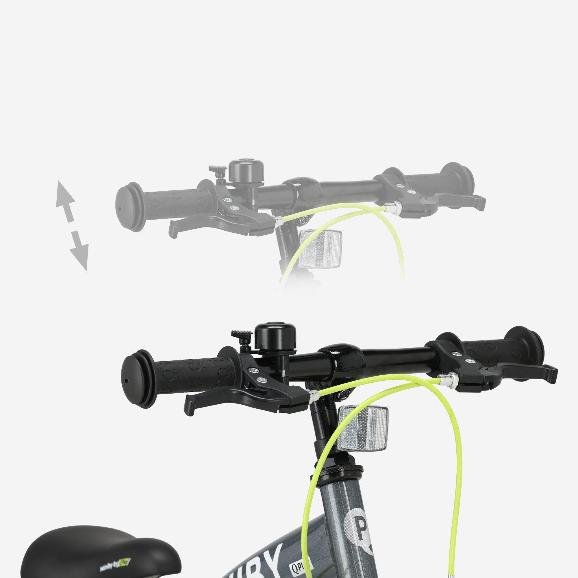 Qplay Miniby Kinderfiets 14 inch - 3 in 1 - loopfiets - Grijs