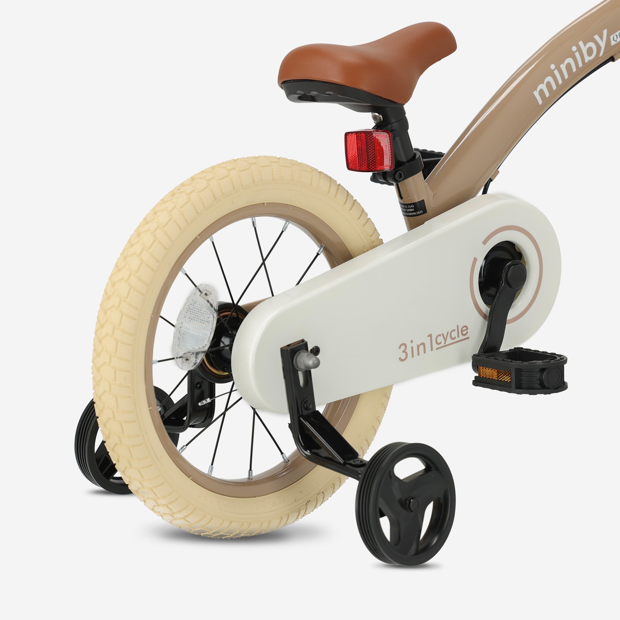 Qplay Miniby Kinderfiets 14 inch - 3 in 1 - loopfiets - Mocha