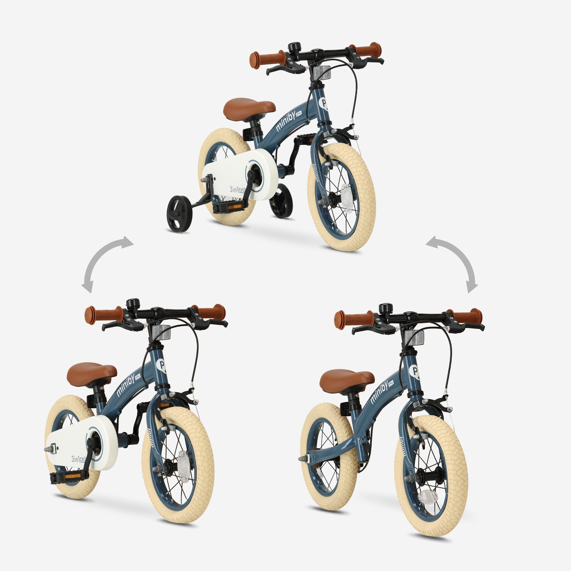 Qplay Miniby Kinderfiets 12 inch - 3 in 1 - loopfiets - Steel