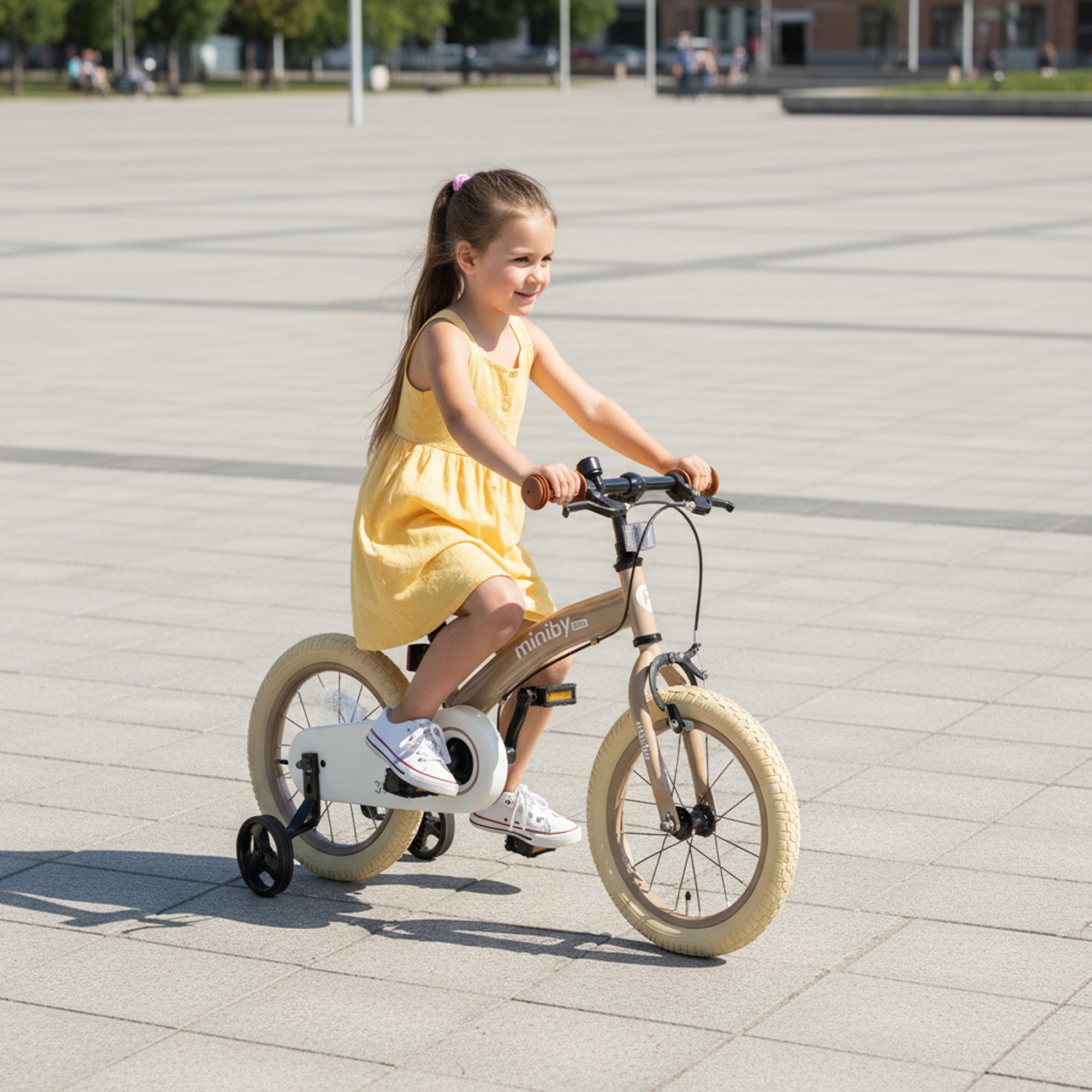 Qplay Miniby Kinderfiets 12 inch - 3 in 1 - loopfiets - Mocha