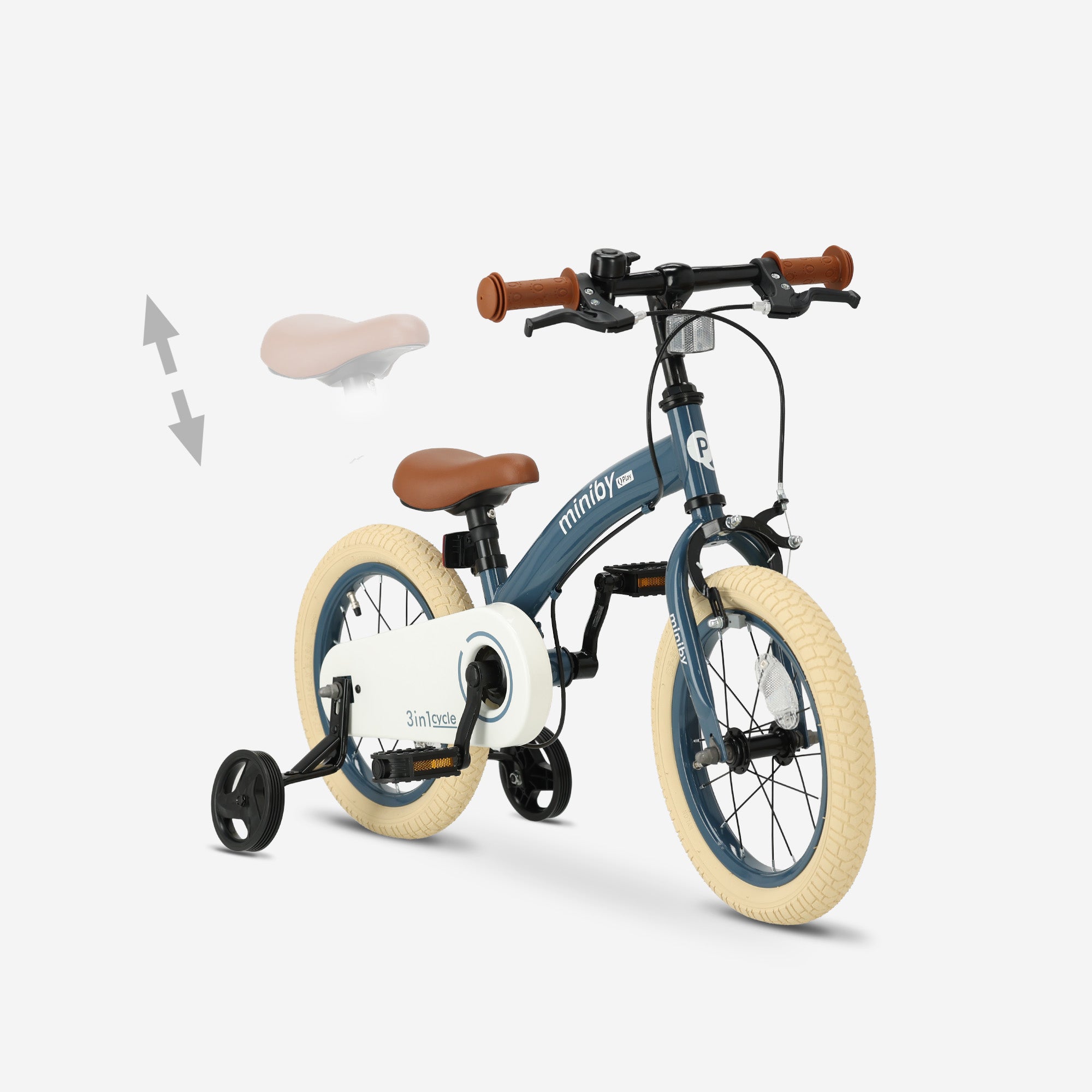 Qplay Miniby Kinderfiets 14 inch - 3 in 1 - loopfiets - Steel