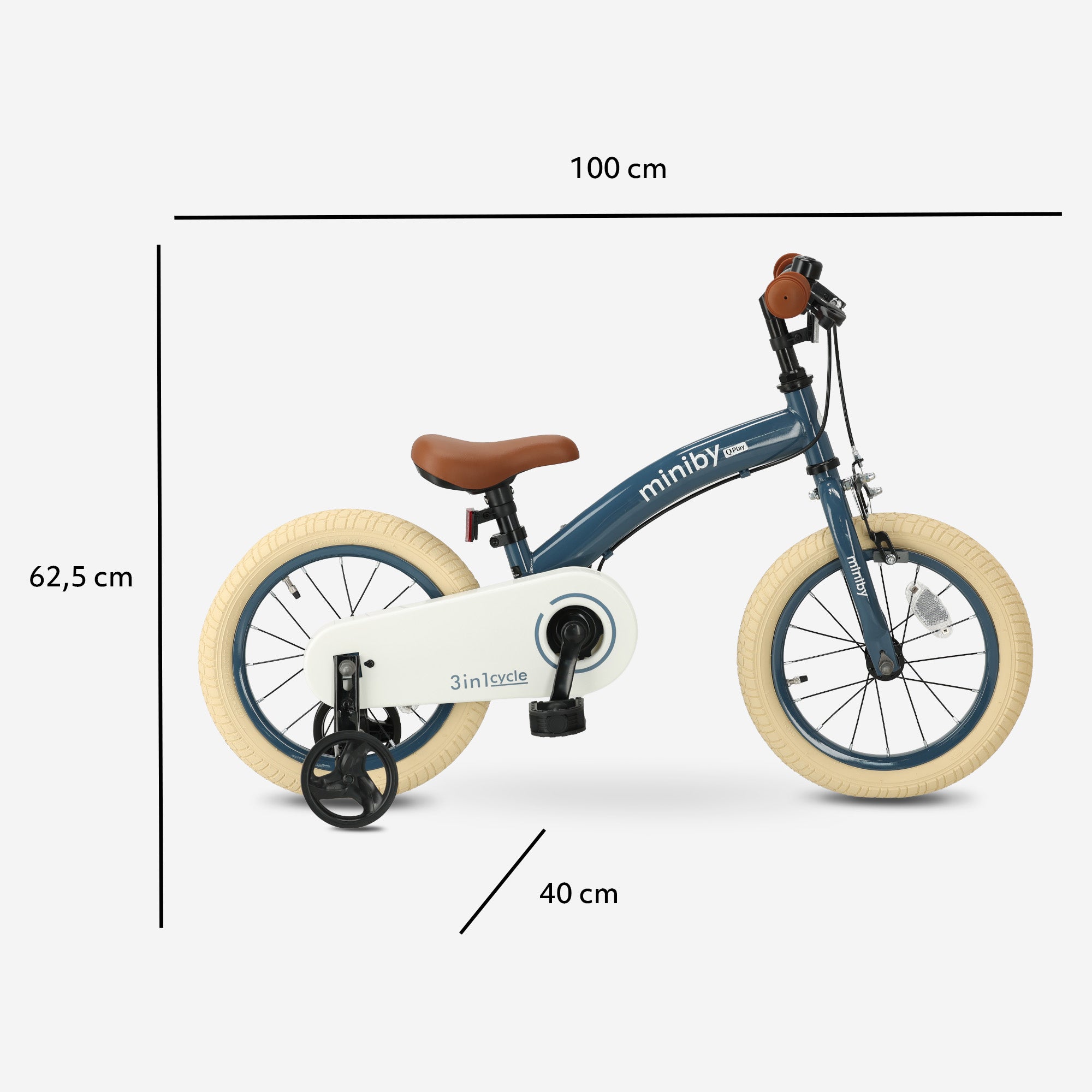 Qplay Miniby Kinderfiets 14 inch - 3 in 1 - loopfiets - Steel