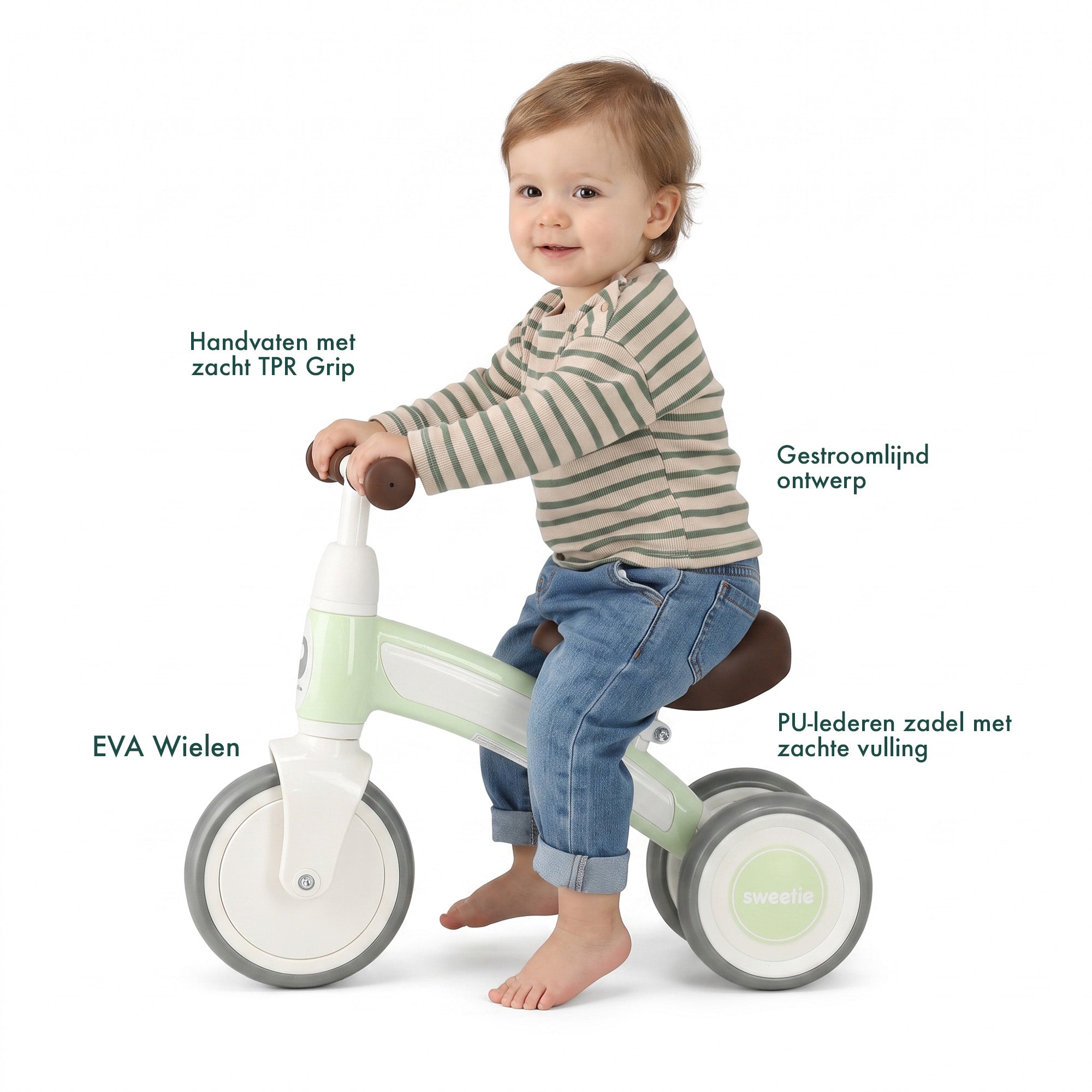 Qplay Sweetie Loopfiets - Driewieler 1-3 Jaar - Peuterfiets - Mint