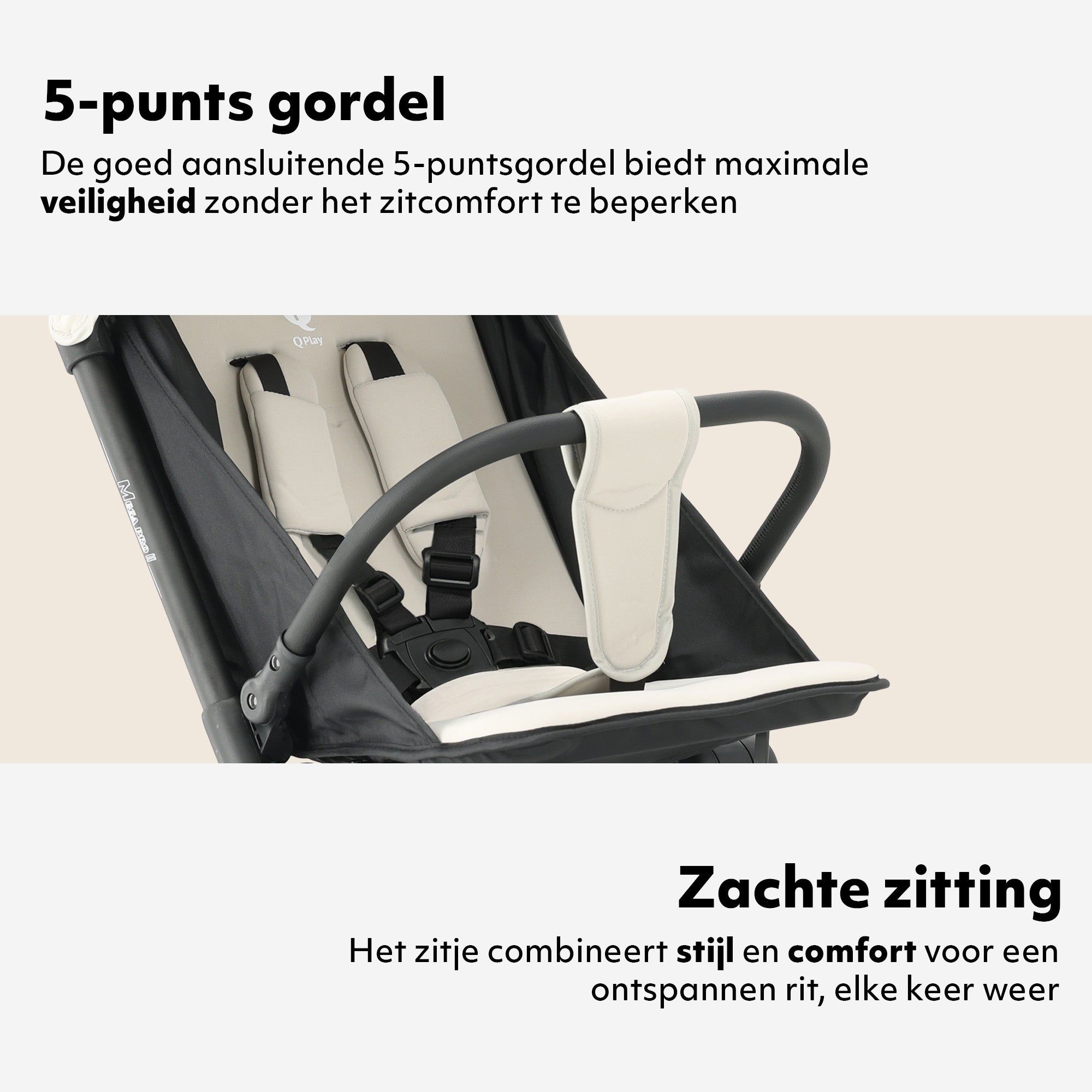 Qplay Mega Pro Lichtgewicht Buggy – Apricot